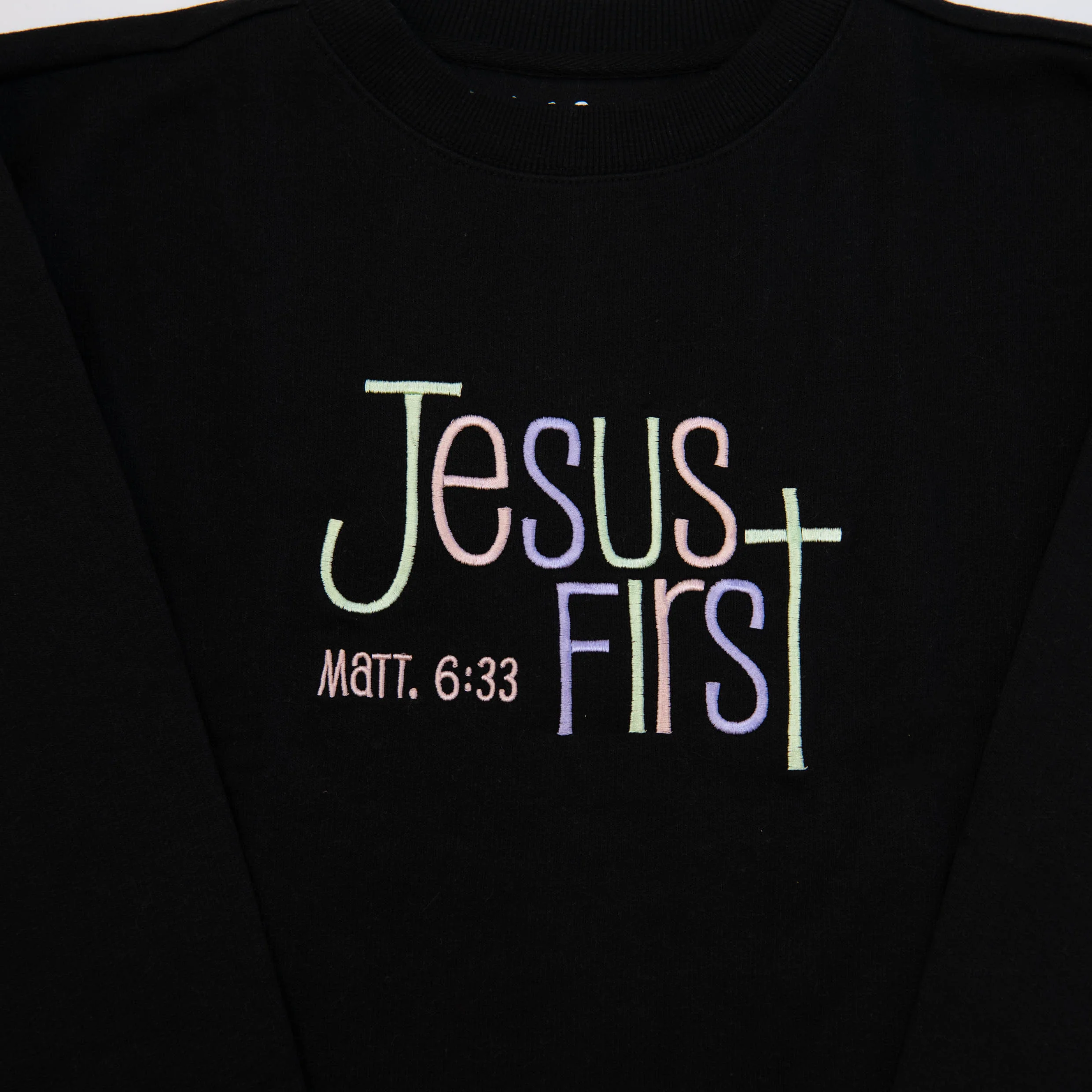 Jesus First Embroidered Crewneck Sweatshirt - Image 3