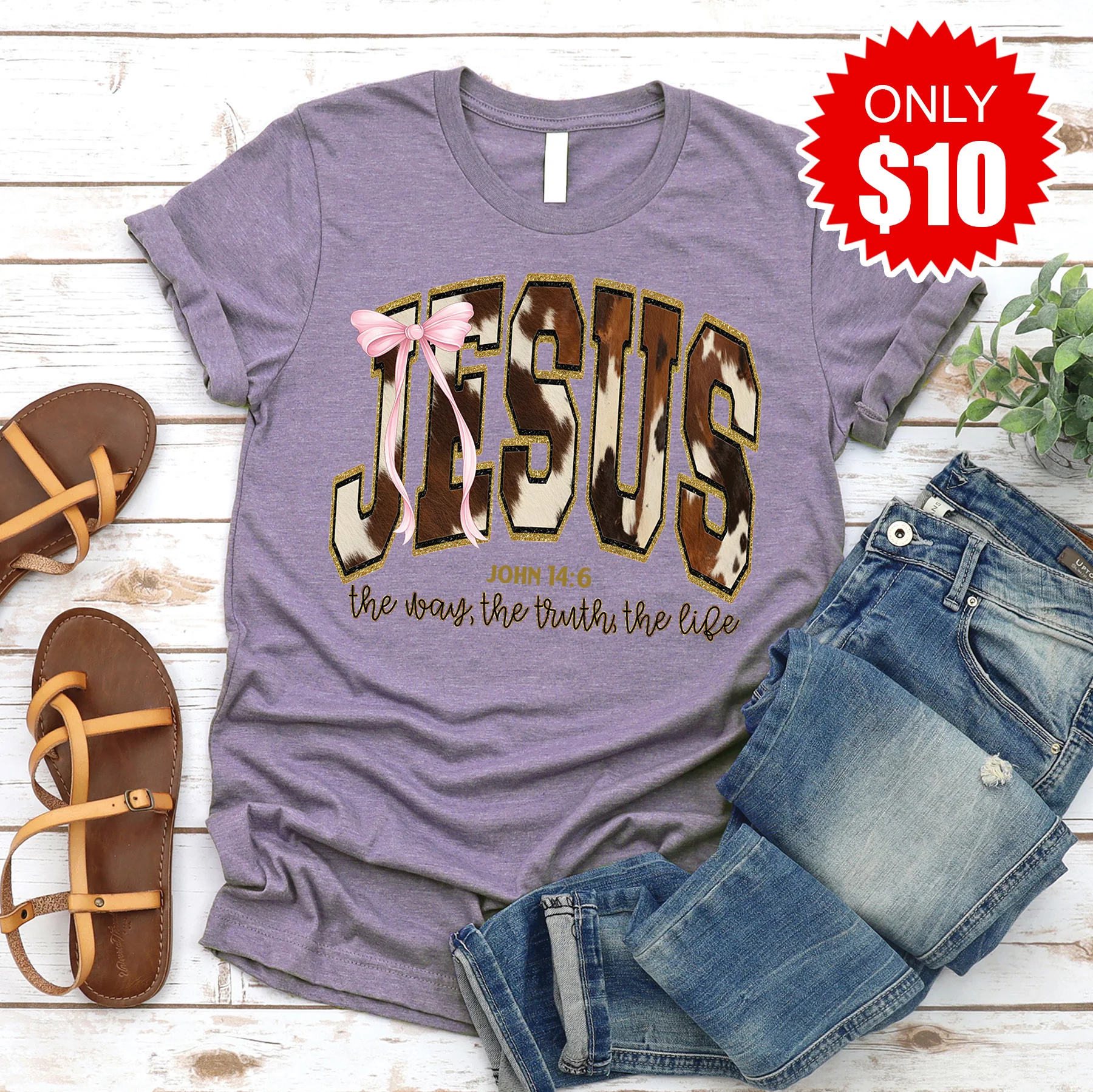 Jesus Tee - Heather Deep Purple - 10