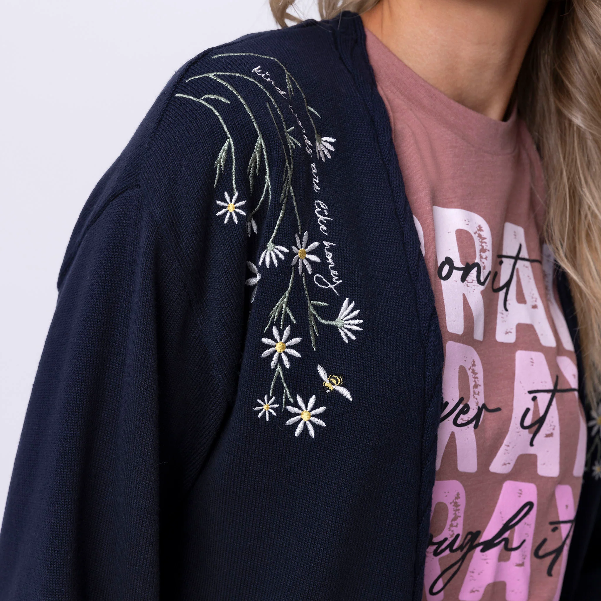 Kind Words Are Like Honey Floral Embroidered Cardigan - Image 8