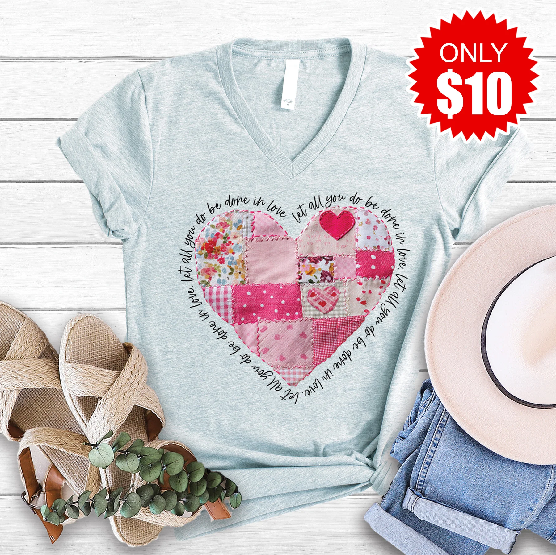 Let All You Do V-Neck - Heather Ice Blue - 10