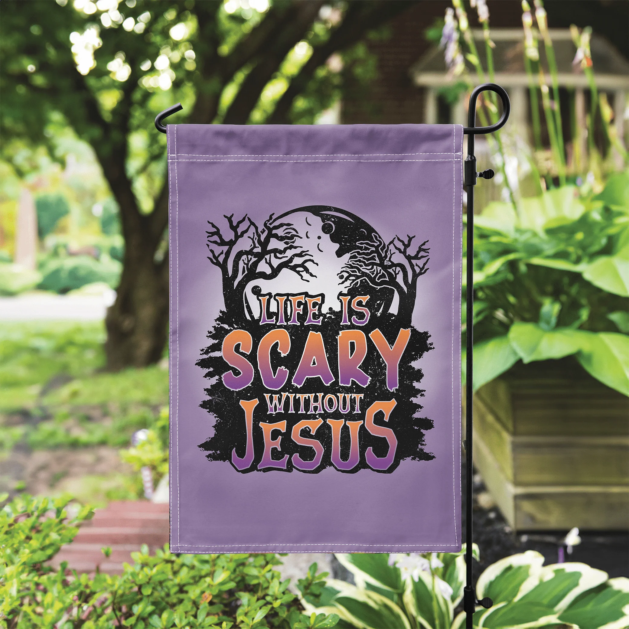 Life Is Scary Without Jesus Printed Garden Flag - $3 - Image 2