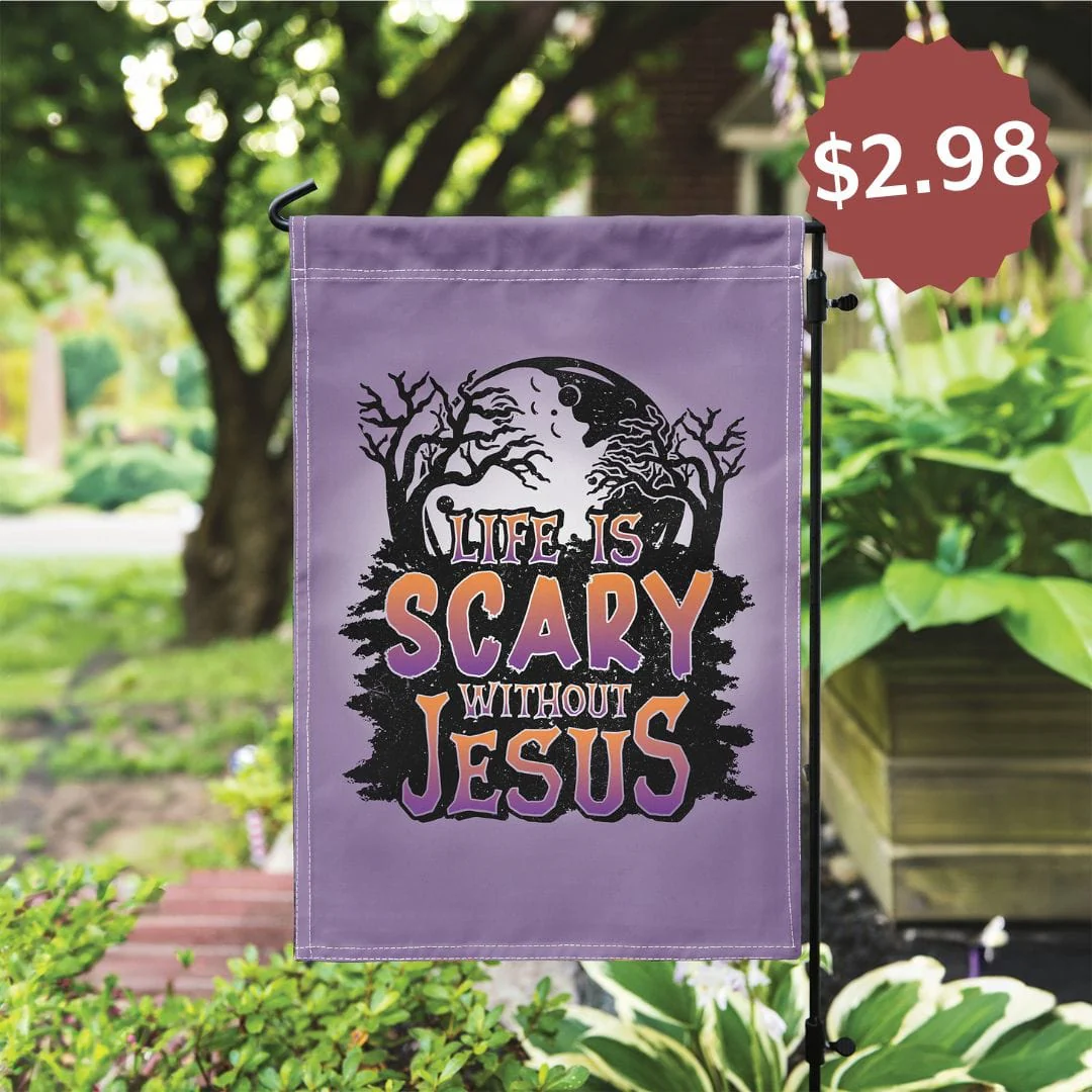Life Is Scary Without Jesus Printed Garden Flag - Image 2
