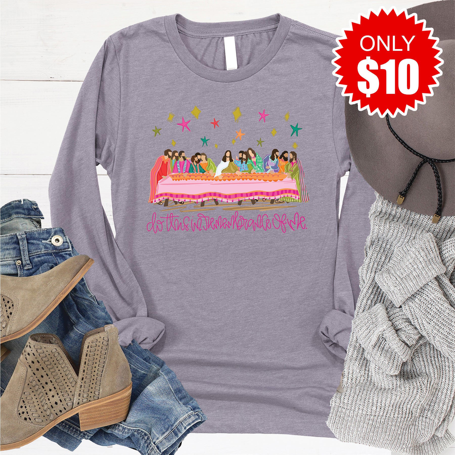 Lord's Supper Long Sleeve - Heather Storm - 10