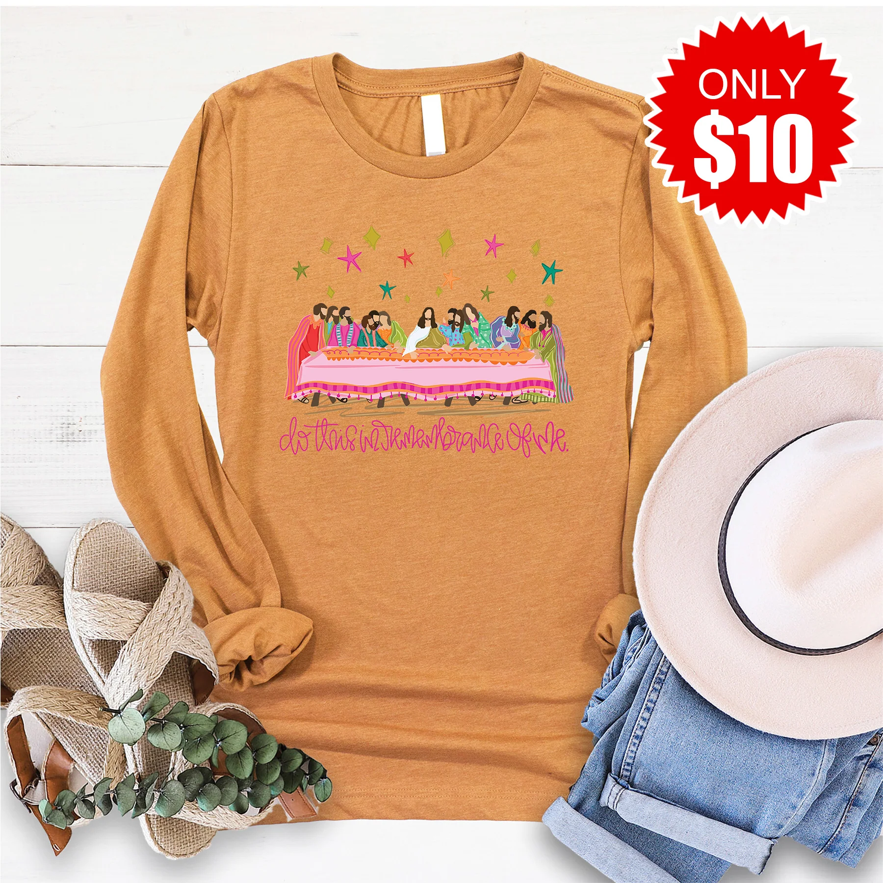 Lord's Supper Long Sleeve - Heather Toast - 10