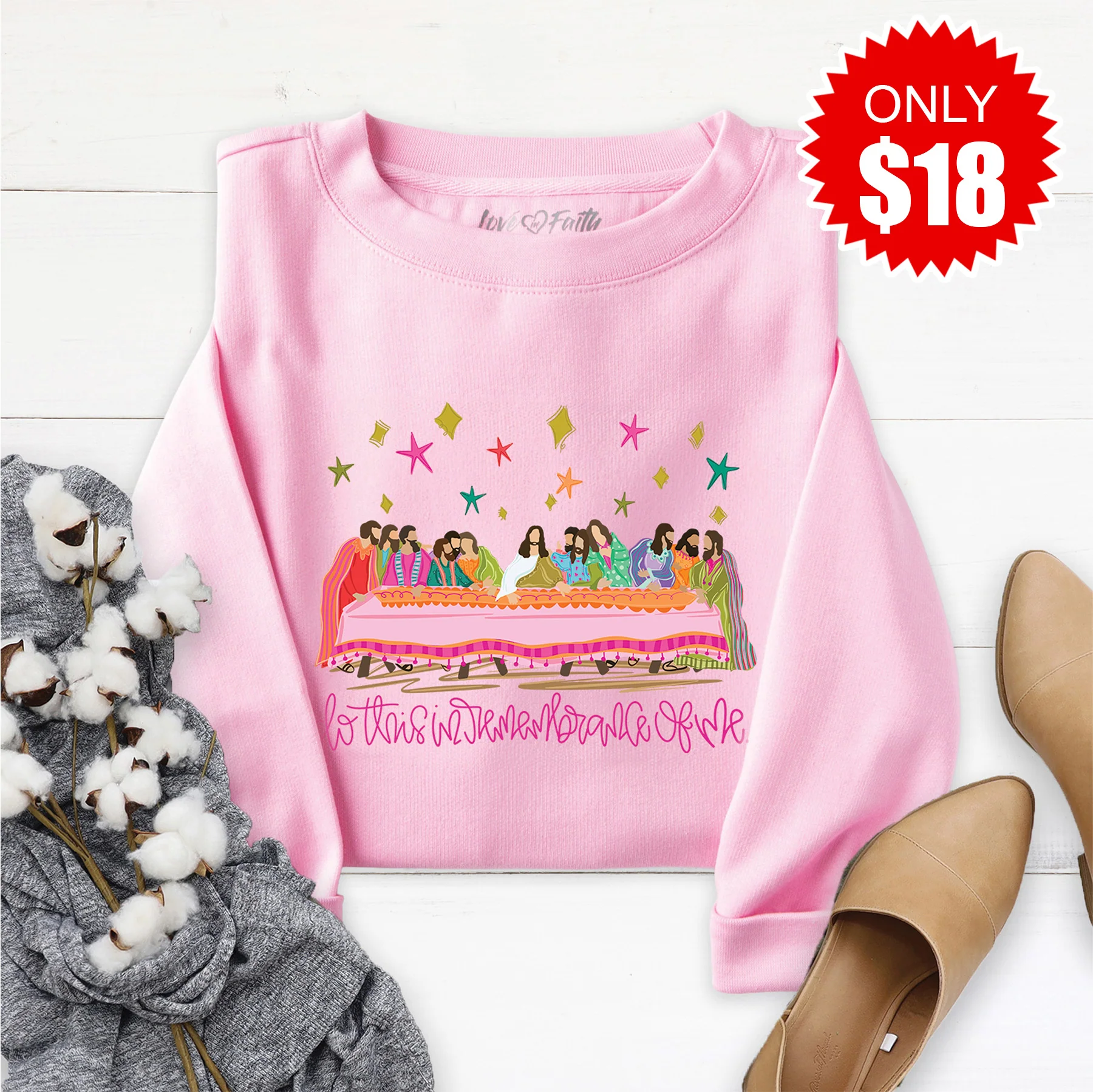 Lord's Supper Sweatshirt - Heather Bubble Gum - 18