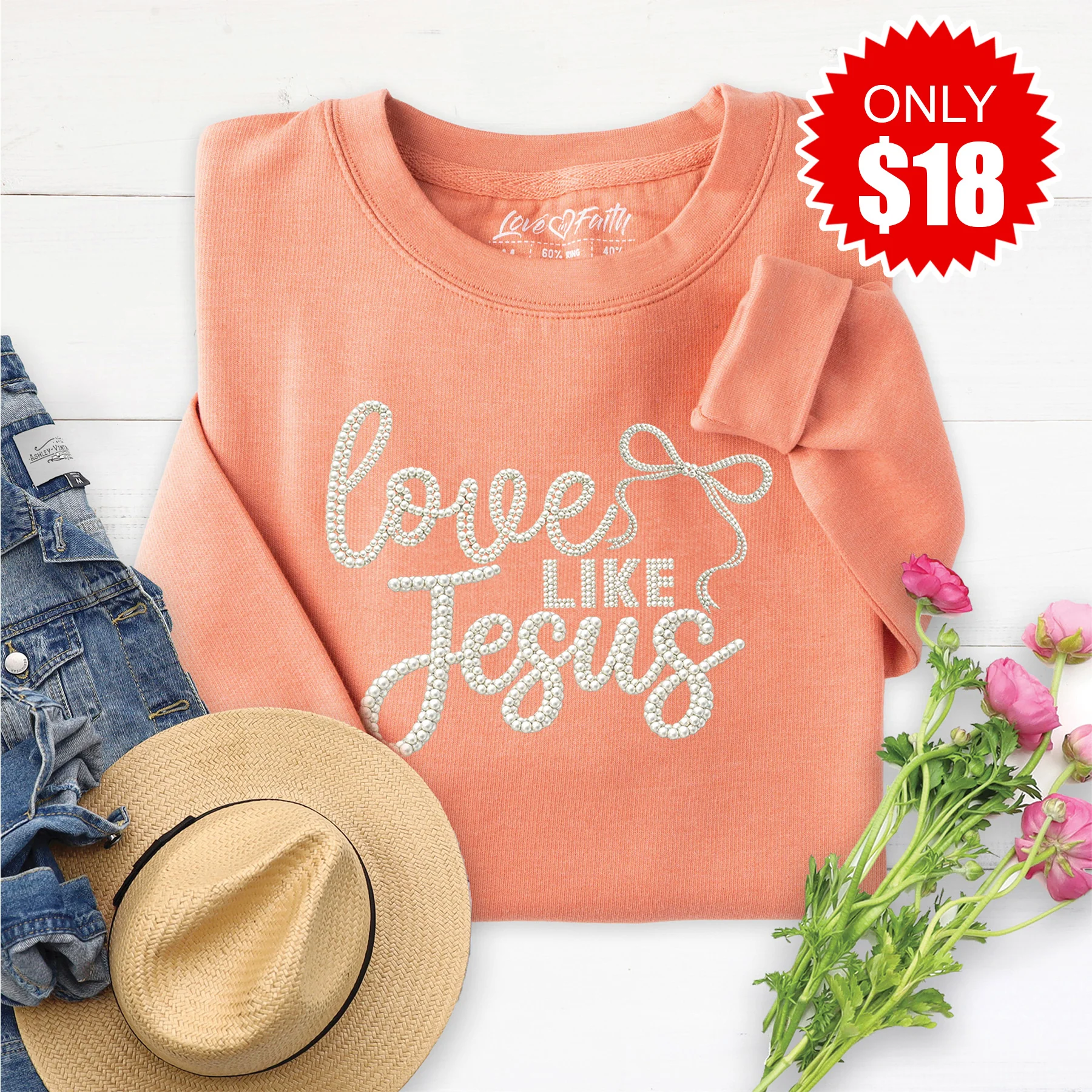 Love Like Jesus Sweatshirt - Heather Terracotta - 18