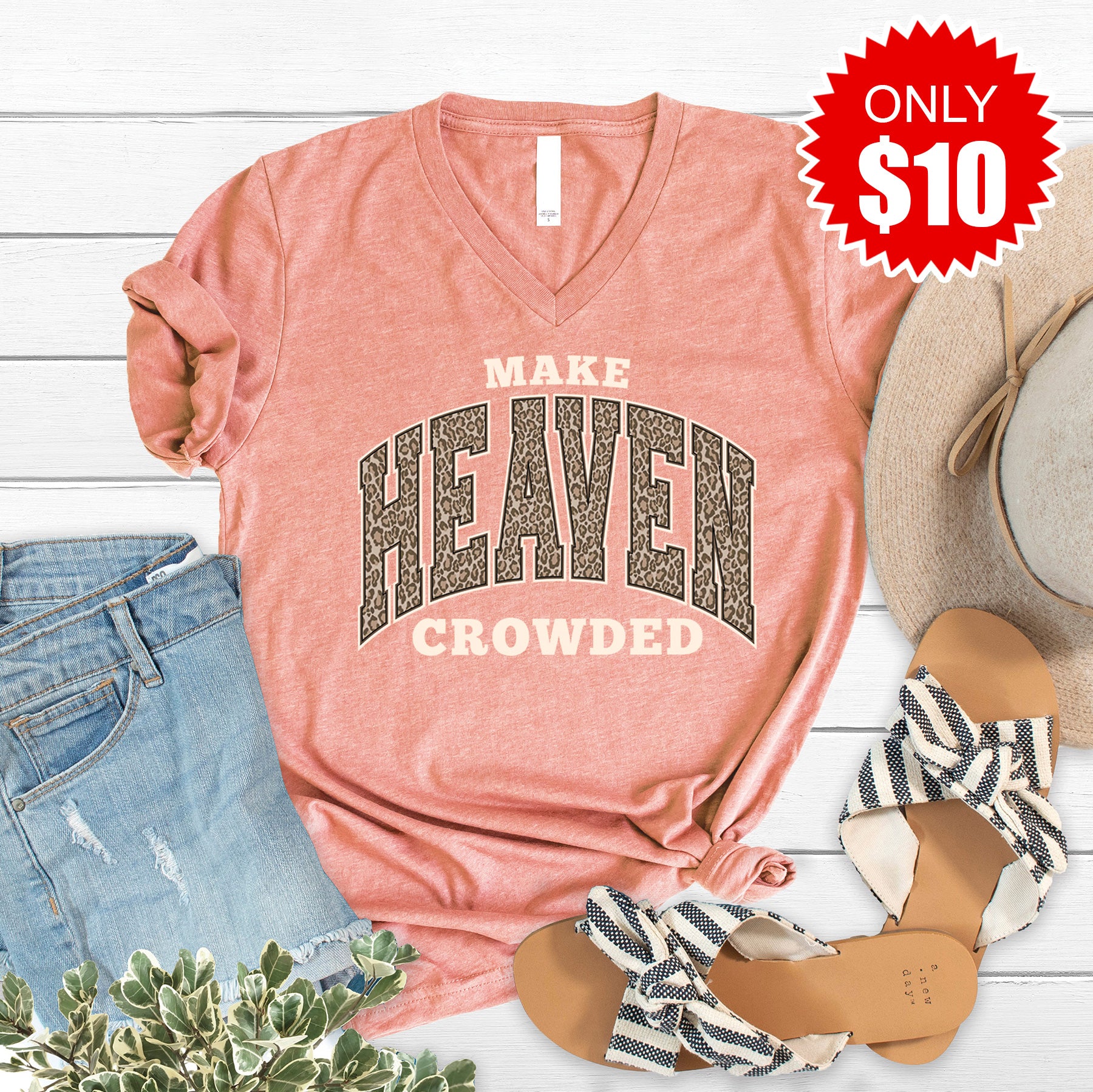 Make Heaven Crowded V-Neck - Heather Sunset - 10