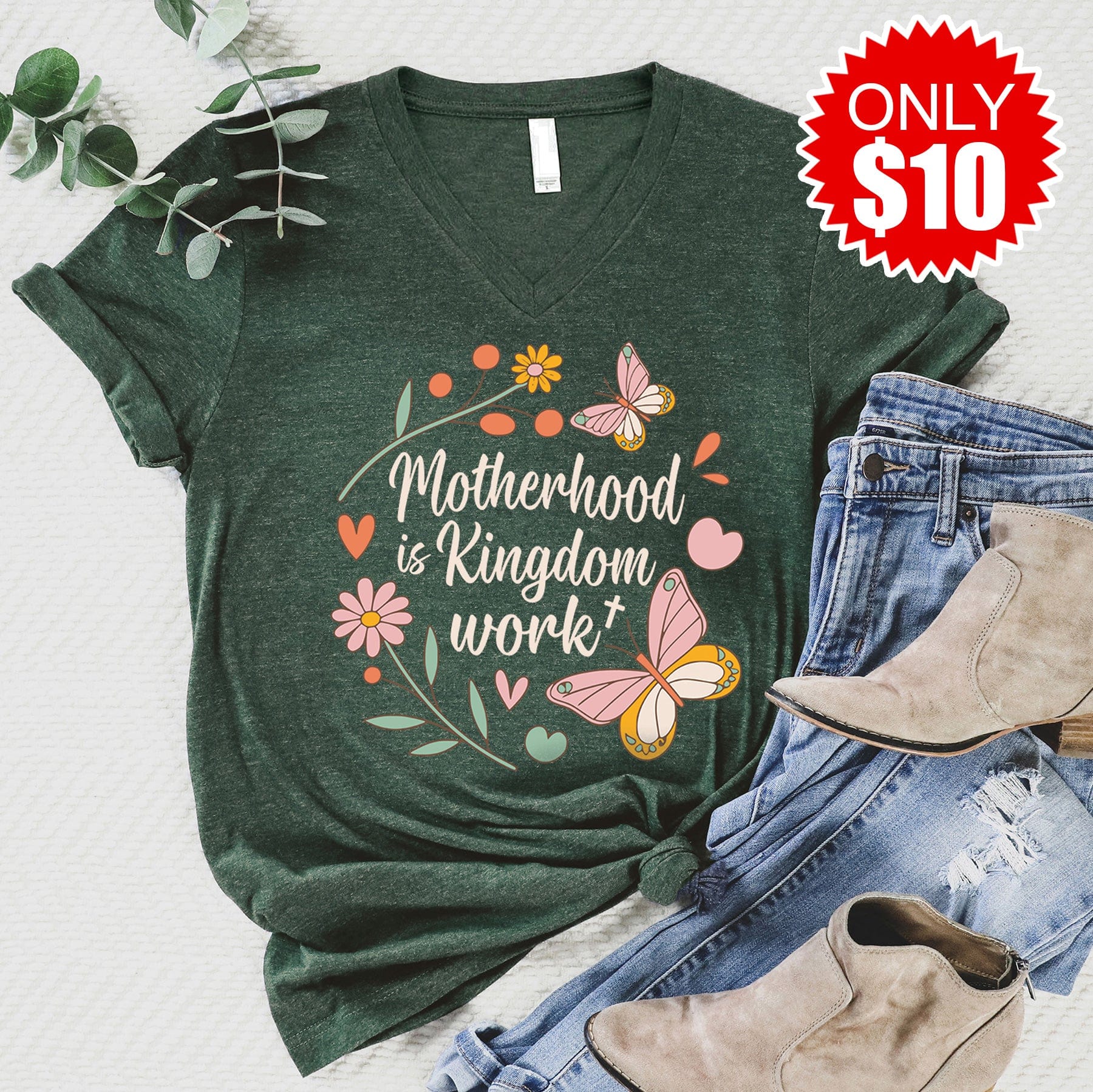 Motherhood Is Kingdom Work V-Neck - 10