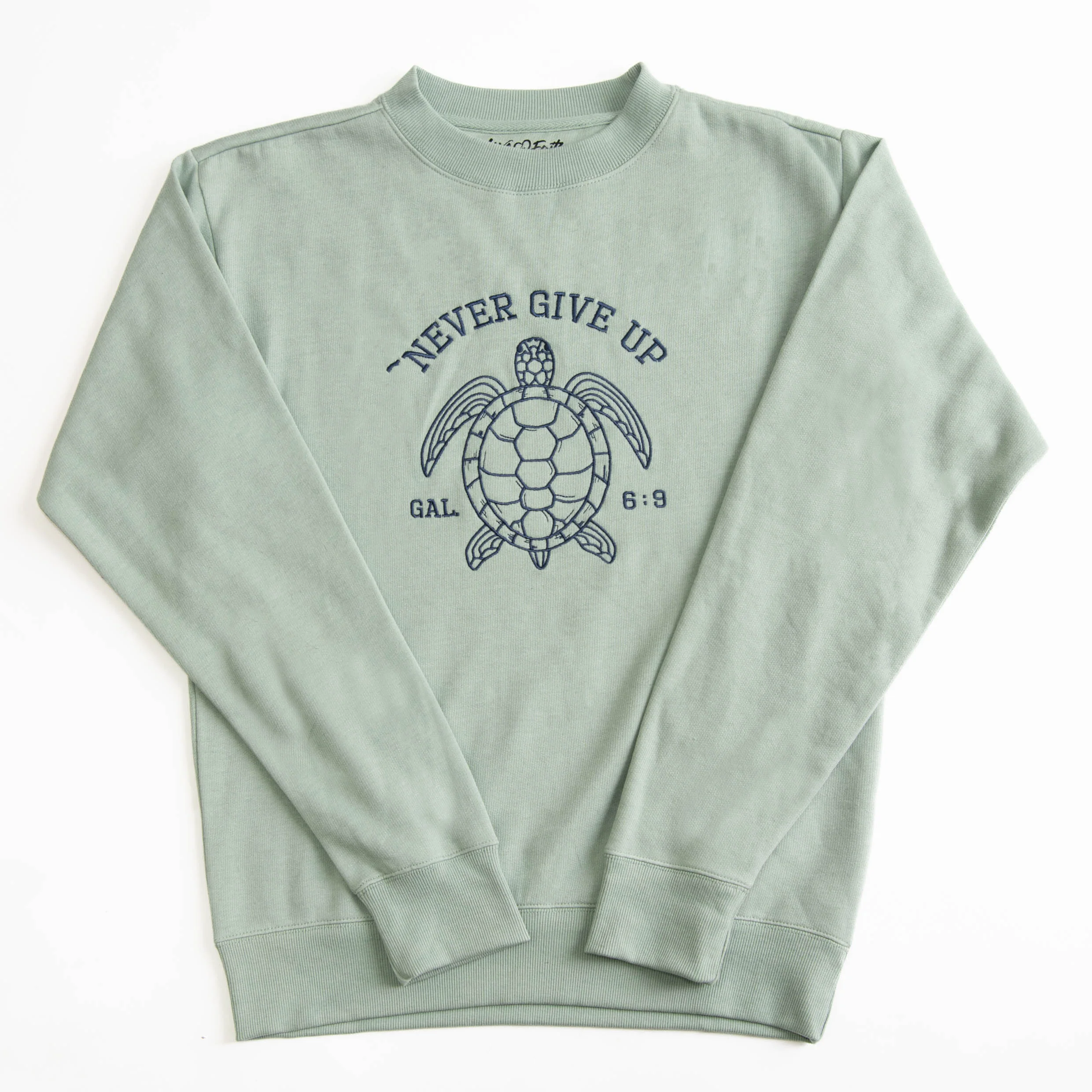 Never Give Up Embroidered Crewneck Sweatshirt - Image 2