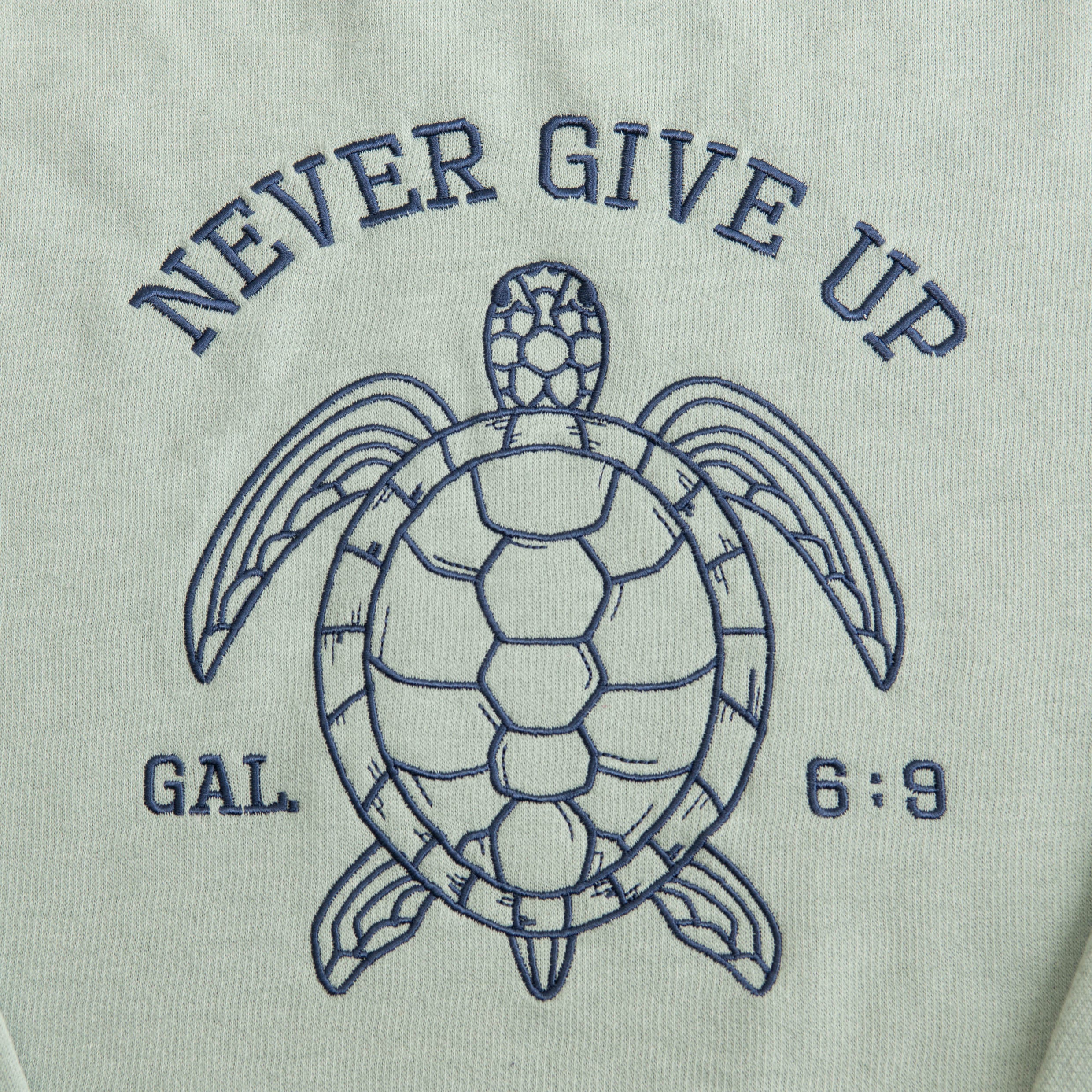 Never Give Up Embroidered Crewneck Sweatshirt - Image 3