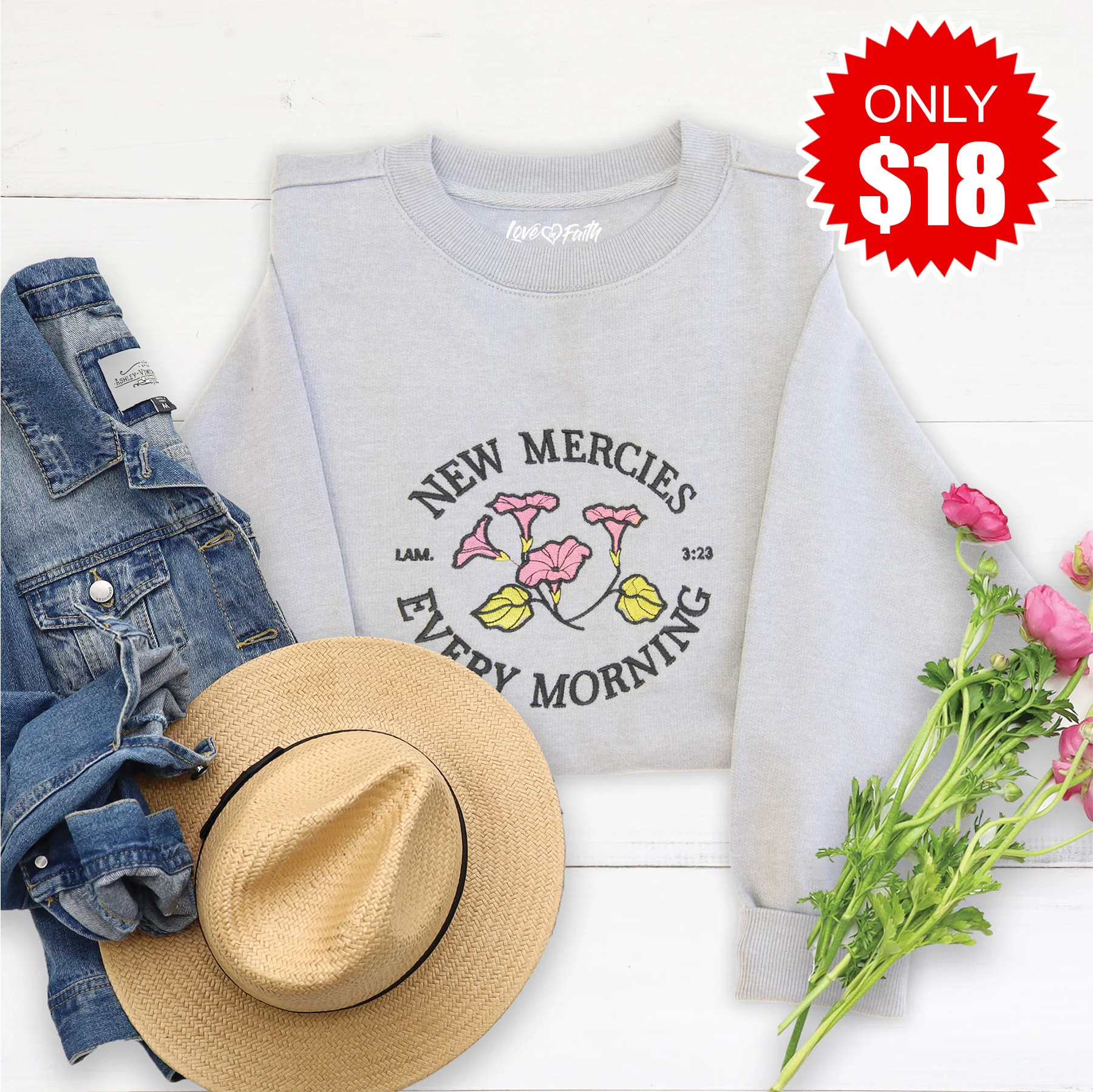 New Mercies Embroidered Crewneck Sweatshirt - 18