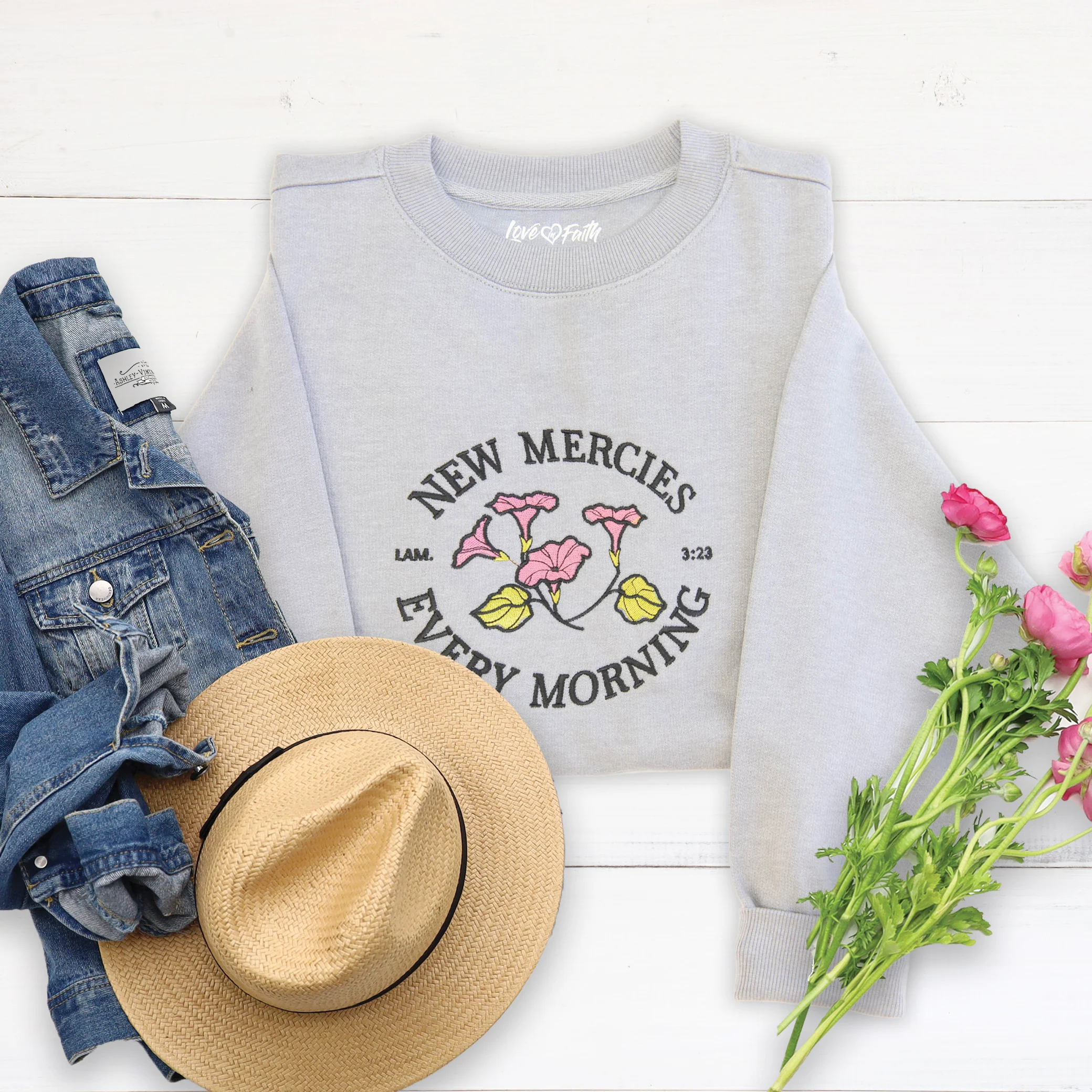 New Mercies Embroidered Crewneck Sweatshirt - 9 - Image 2