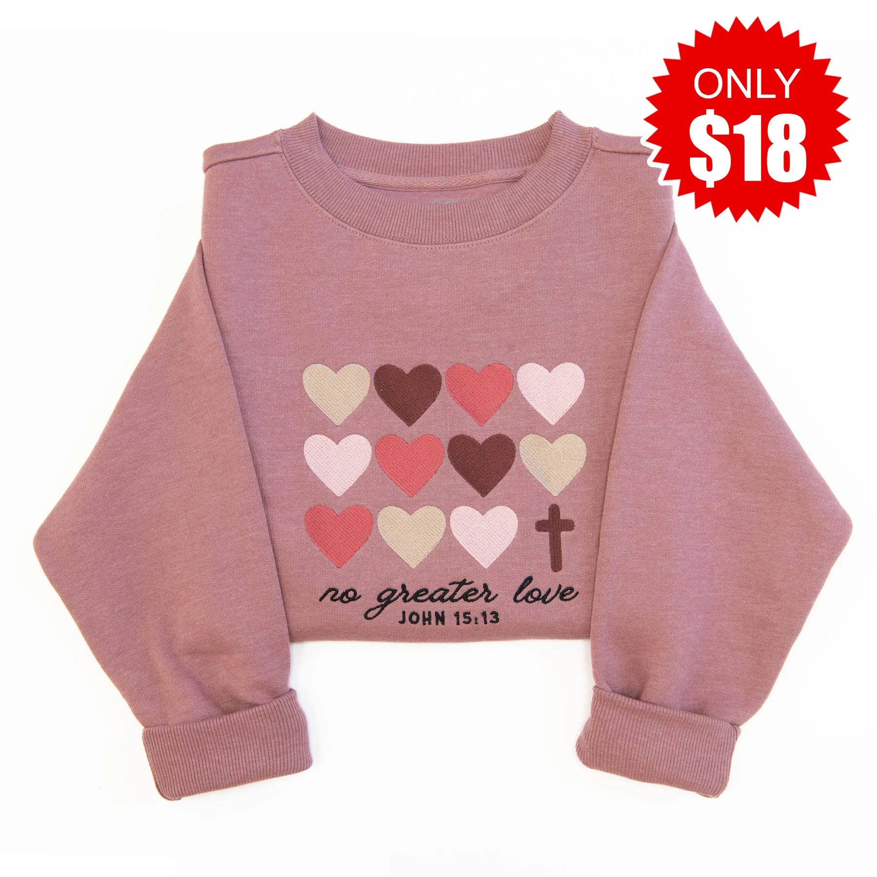 No Greater Love Embroidered Crewneck Sweatshirt - 18