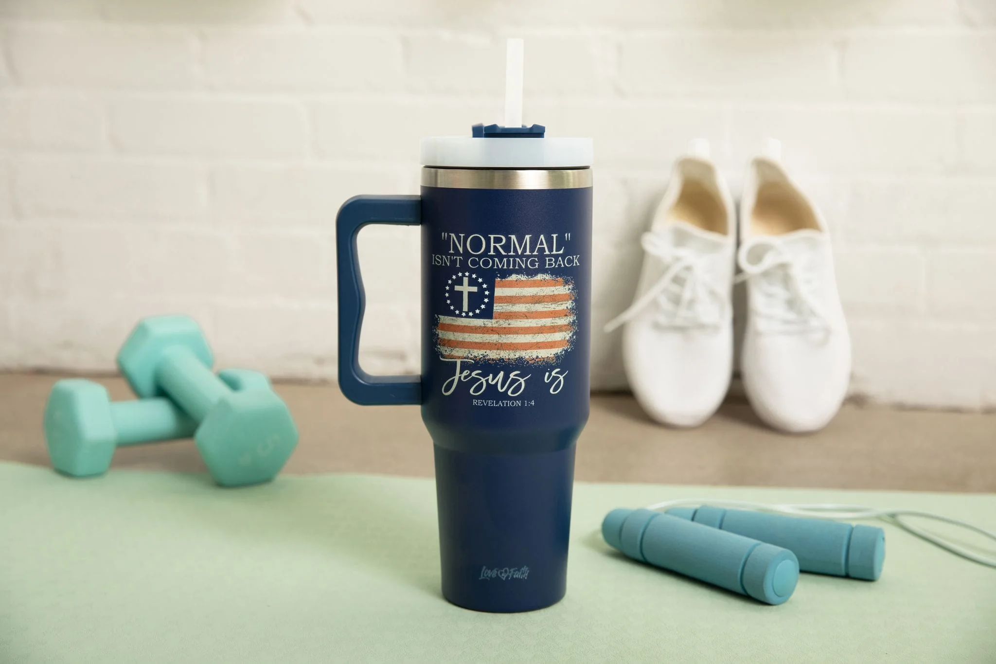 Normal Isn't Coming Back Flag 40oz Tumbler w/ Handle - Image 3