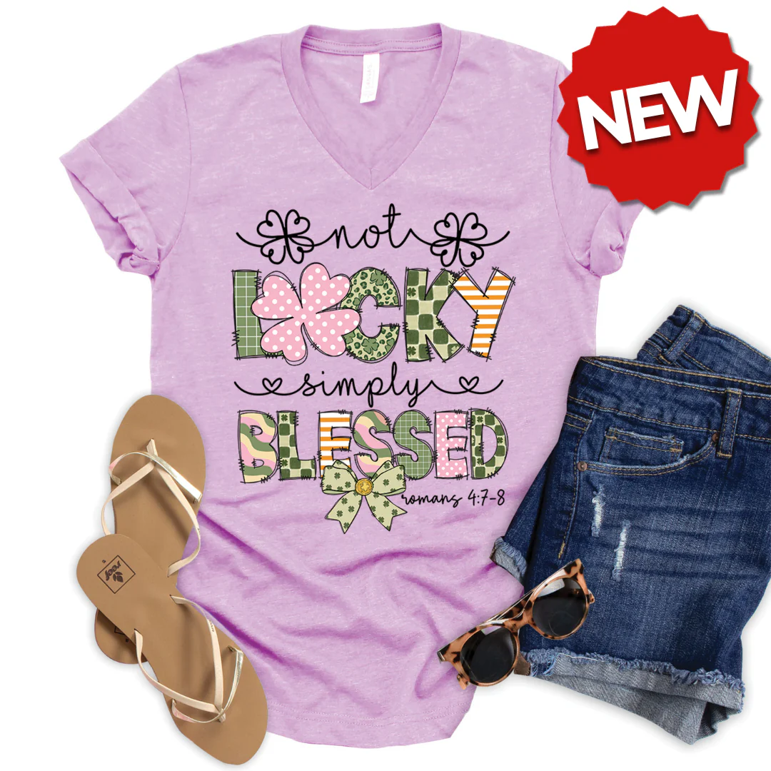 Not Lucky Simply Blessed V-Neck