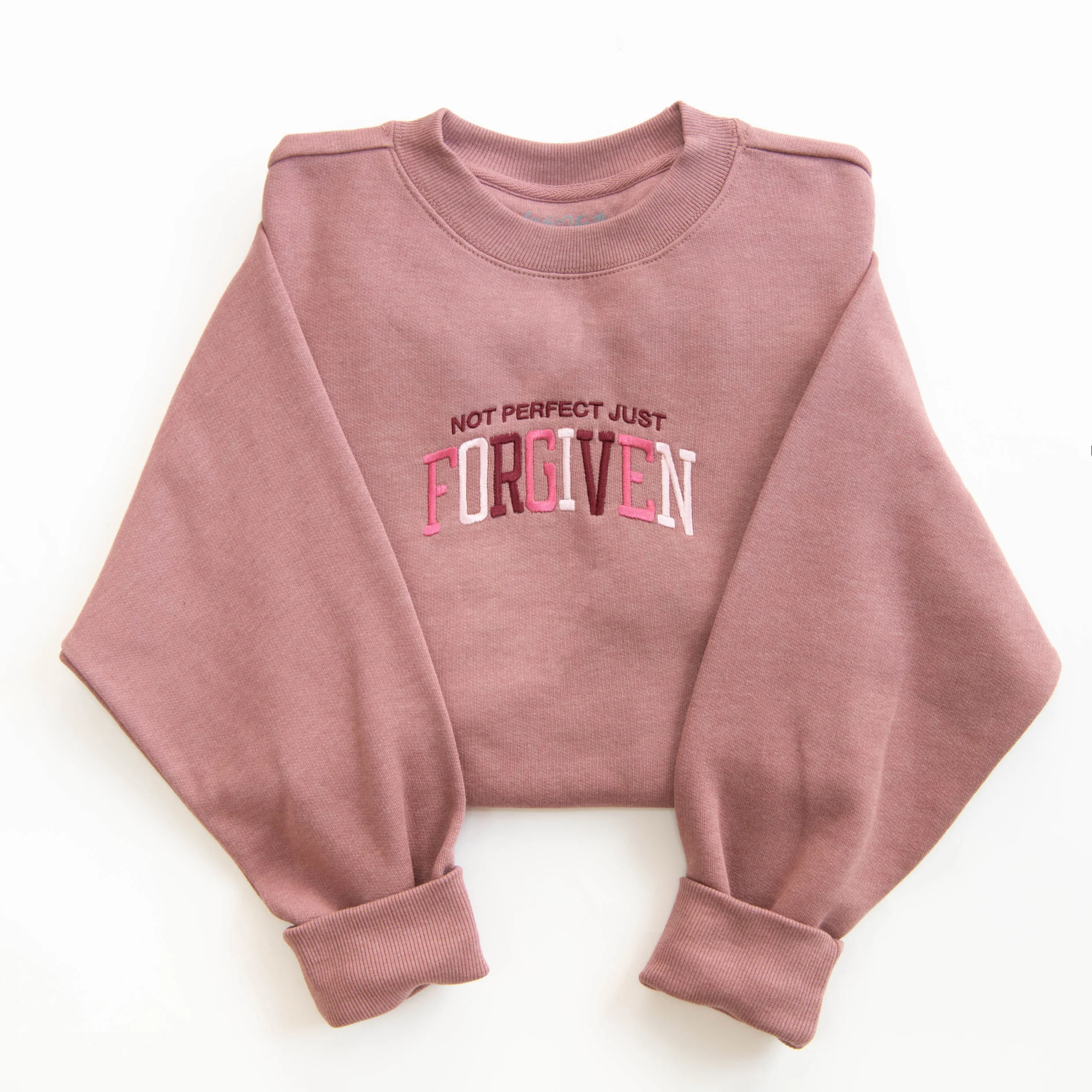 Not Perfect Just Forgiven Embroidered Crewneck Sweatshirt
