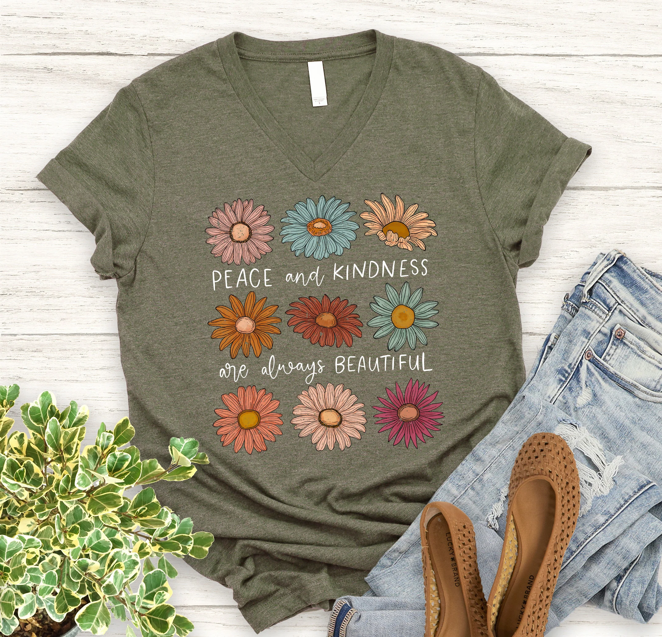 Peace And Kindness V-Neck