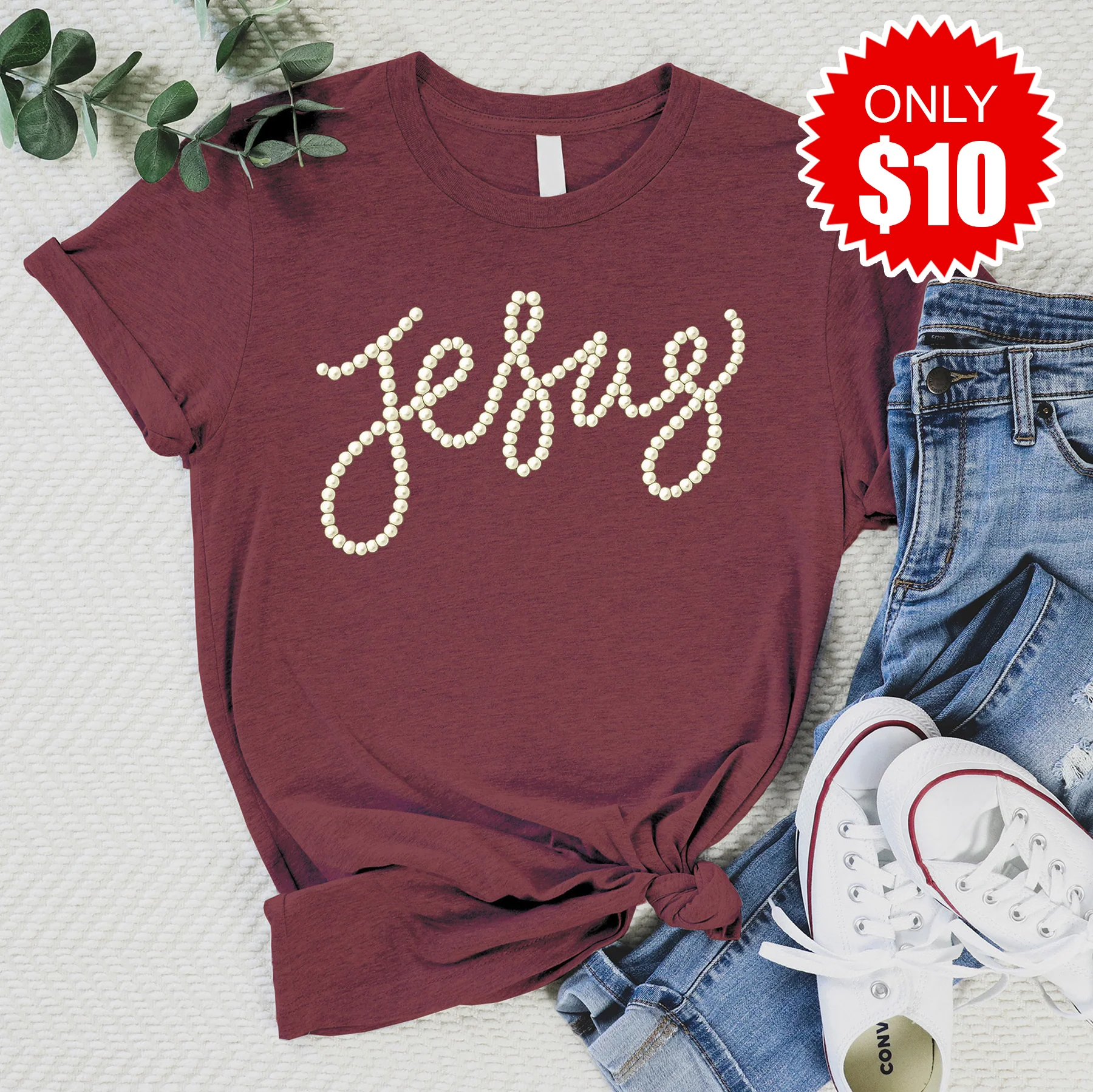 Pearl Jesus Tee - Heather Cinnamon - 10