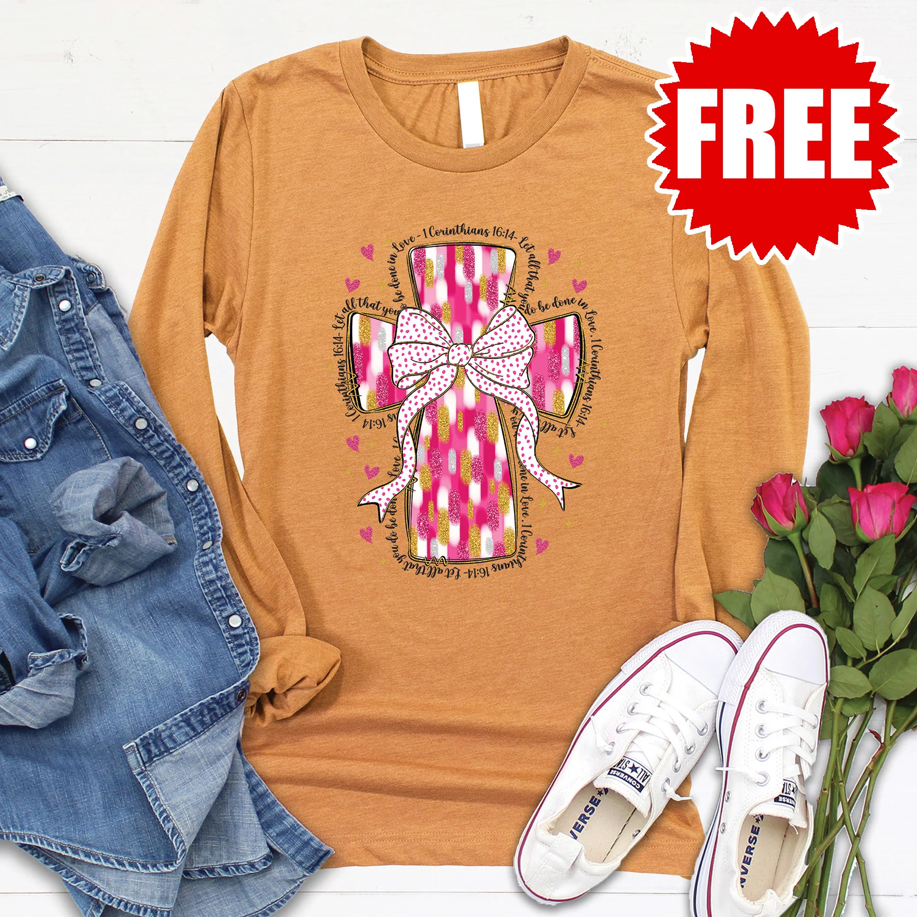 Pink Paint Cross Long Sleeve - 0