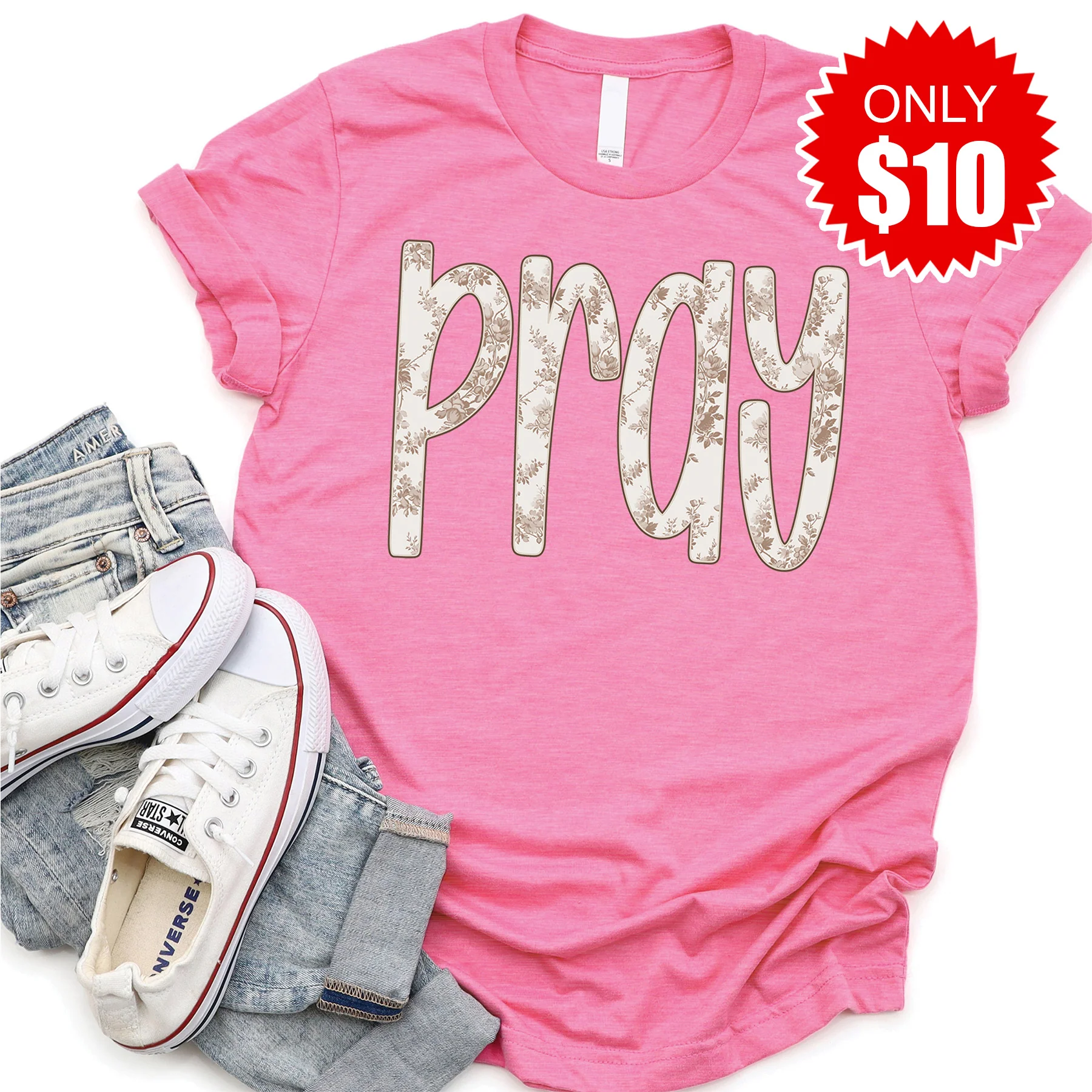Pray Tee - Heather Charity Pink - 10