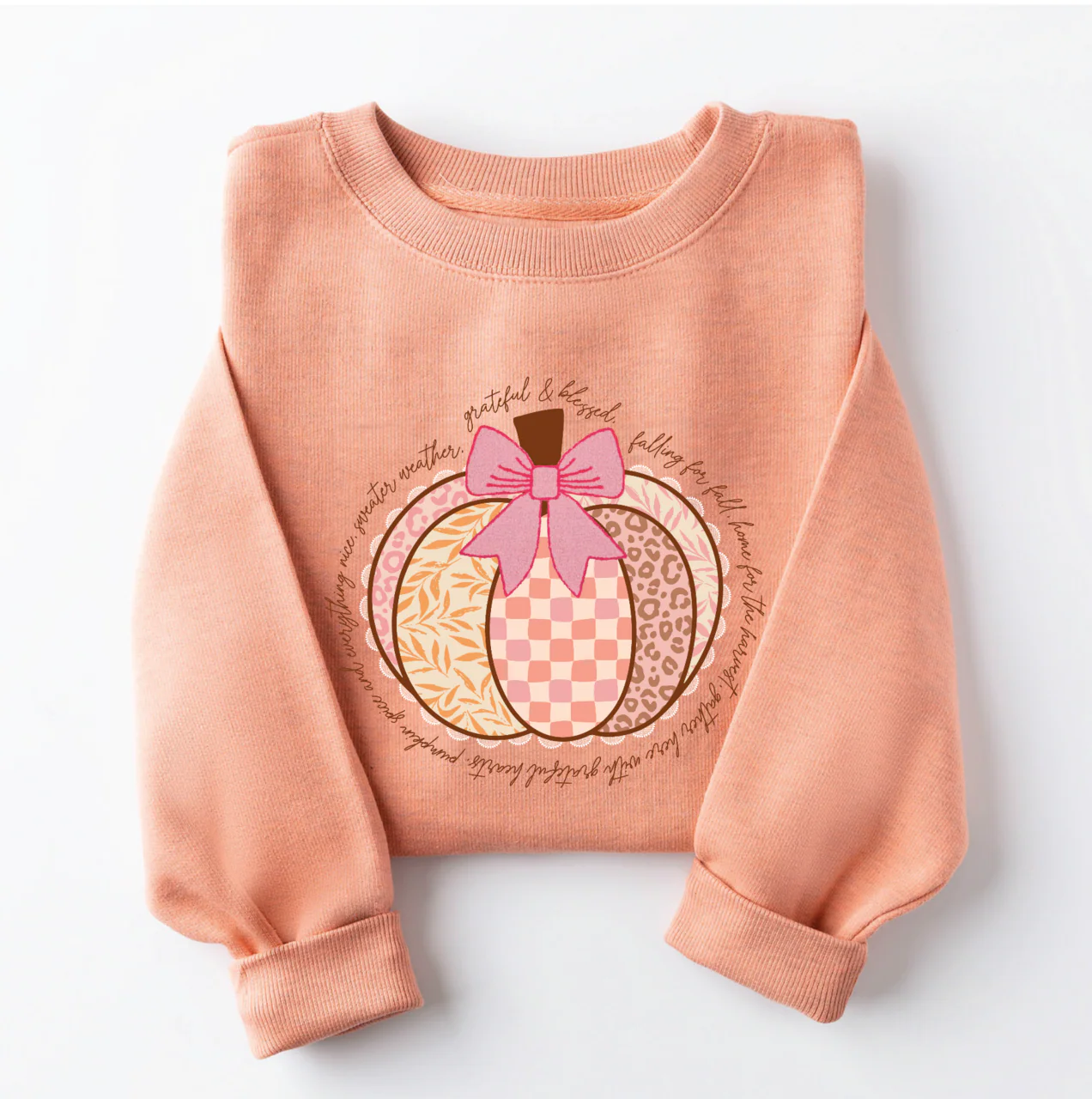 PRE-ORDER - Pumpkin Patchwork Embellished Crewneck Sweatshirt