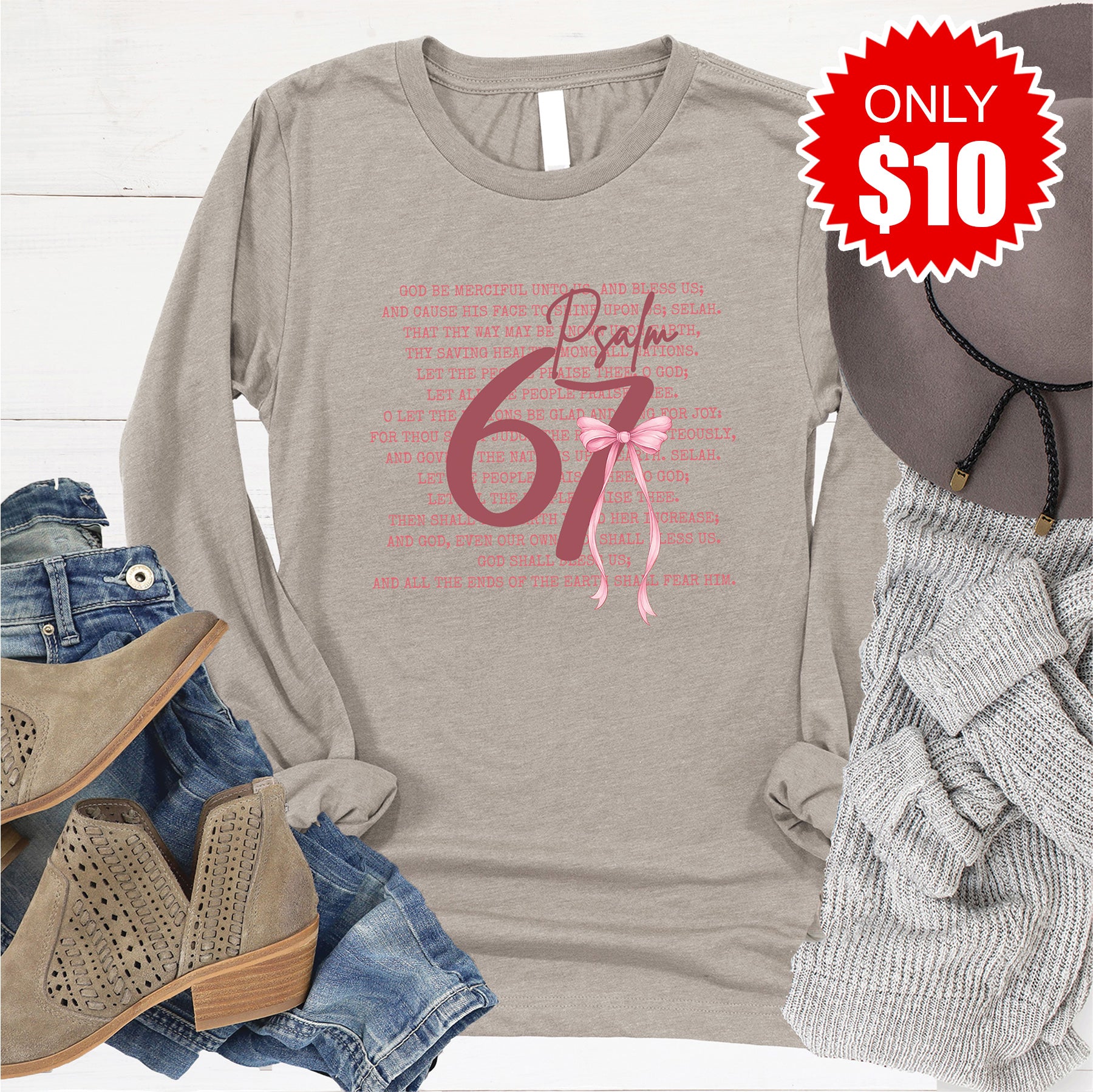 Psalm 67 Long Sleeve - Heather Stone - 10
