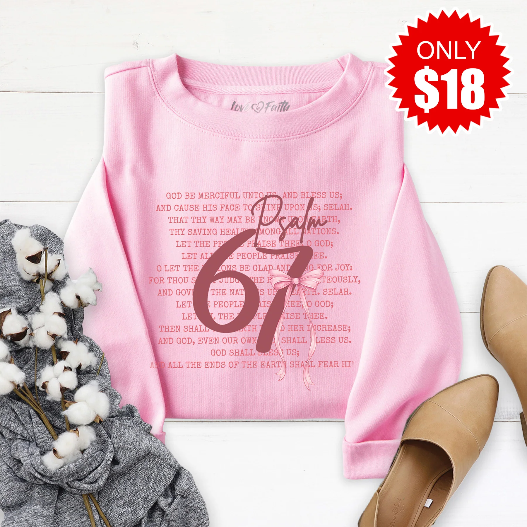 Psalm 67 Sweatshirt - Heather Bubble Gum - 18