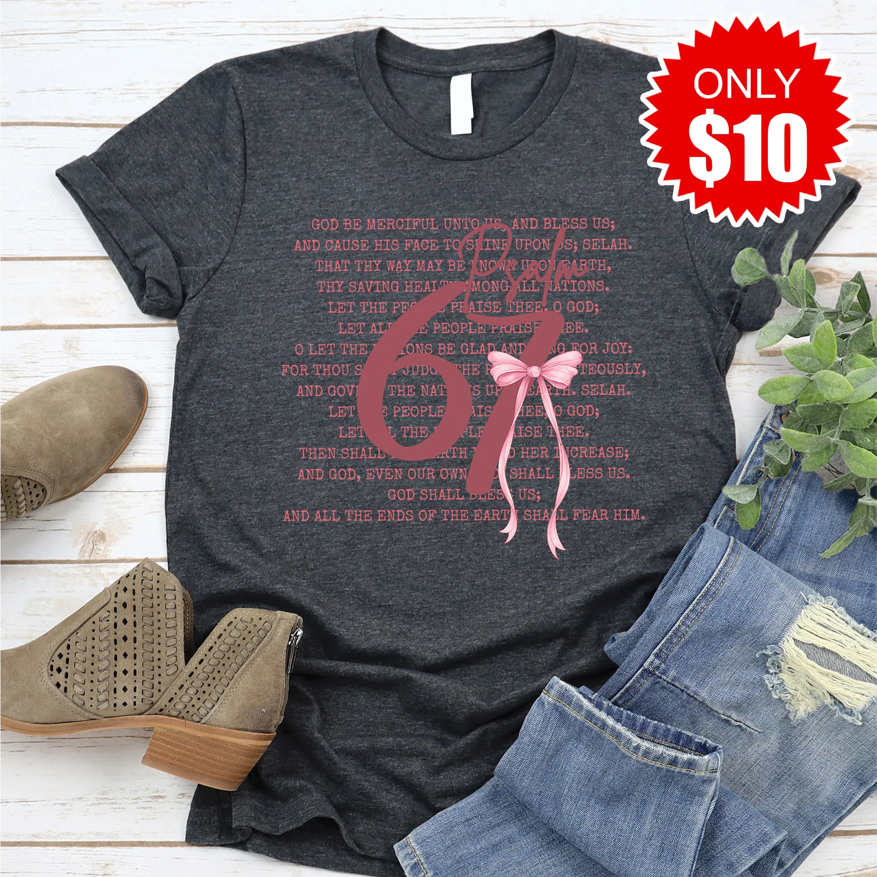 Psalm 67 Tee - Heather Charcoal - 10