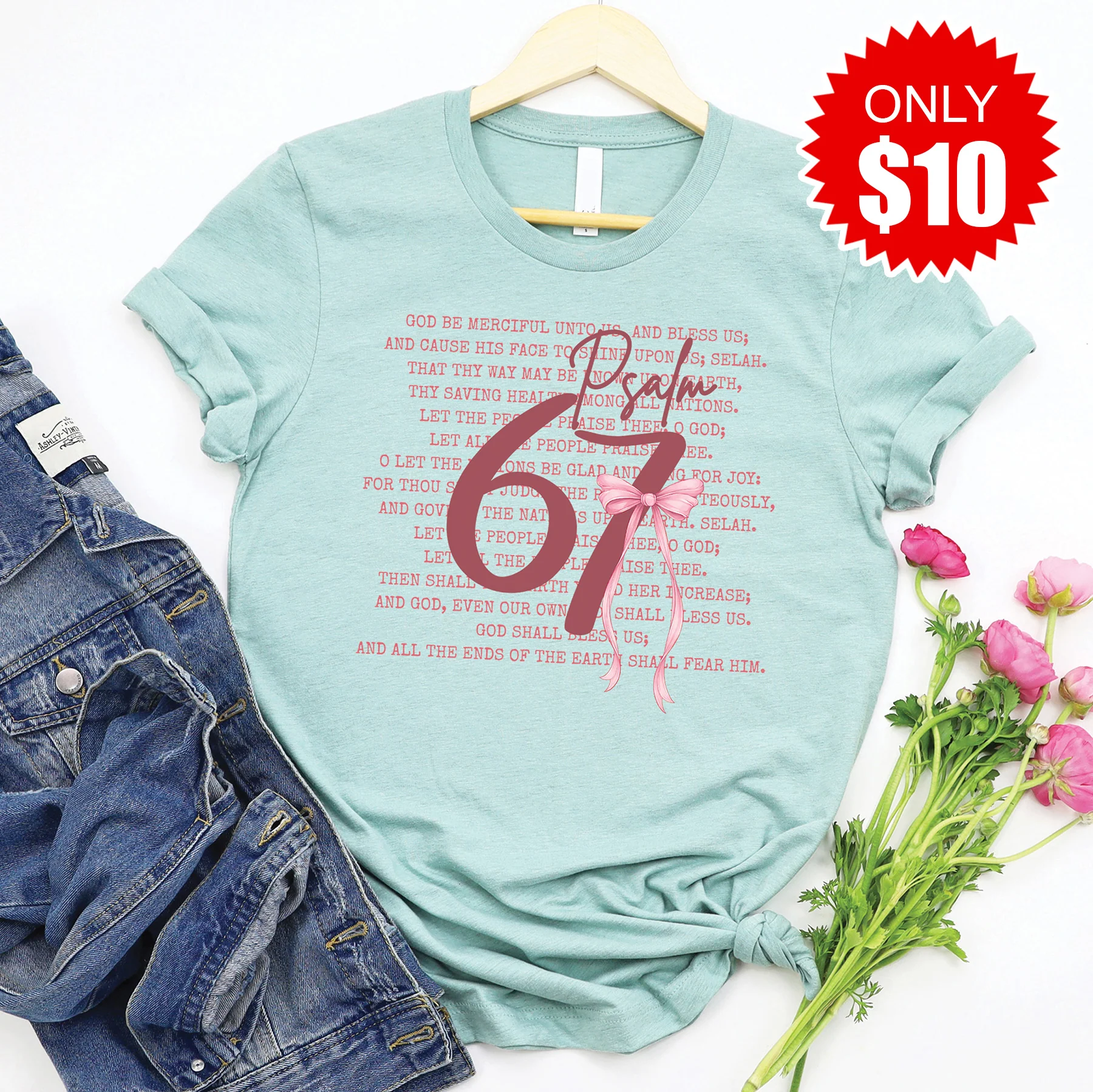 Psalm 67 Tee - Heather Dusty Blue - 10