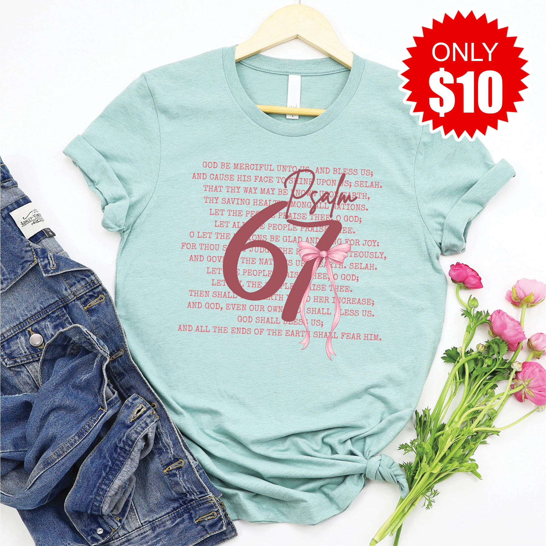 Psalm 67 Tee - Heather Dusty Blue - 10