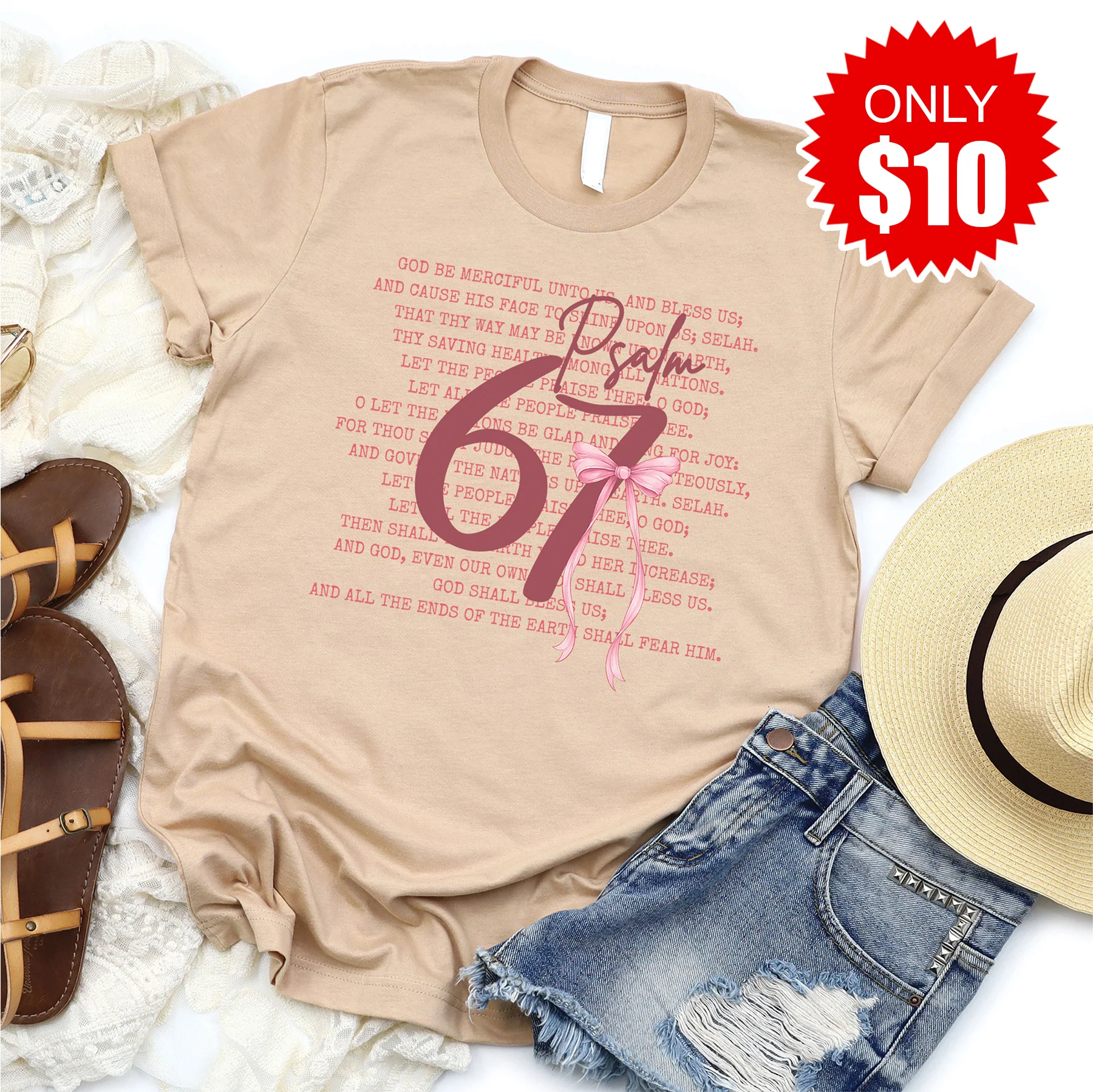 Psalm 67 Tee - Heather Sand Dune - 10