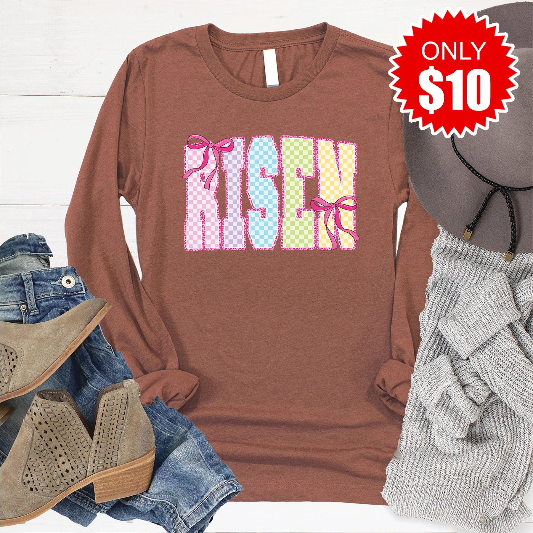Risen Long Sleeve - Heather Chestnut - 10