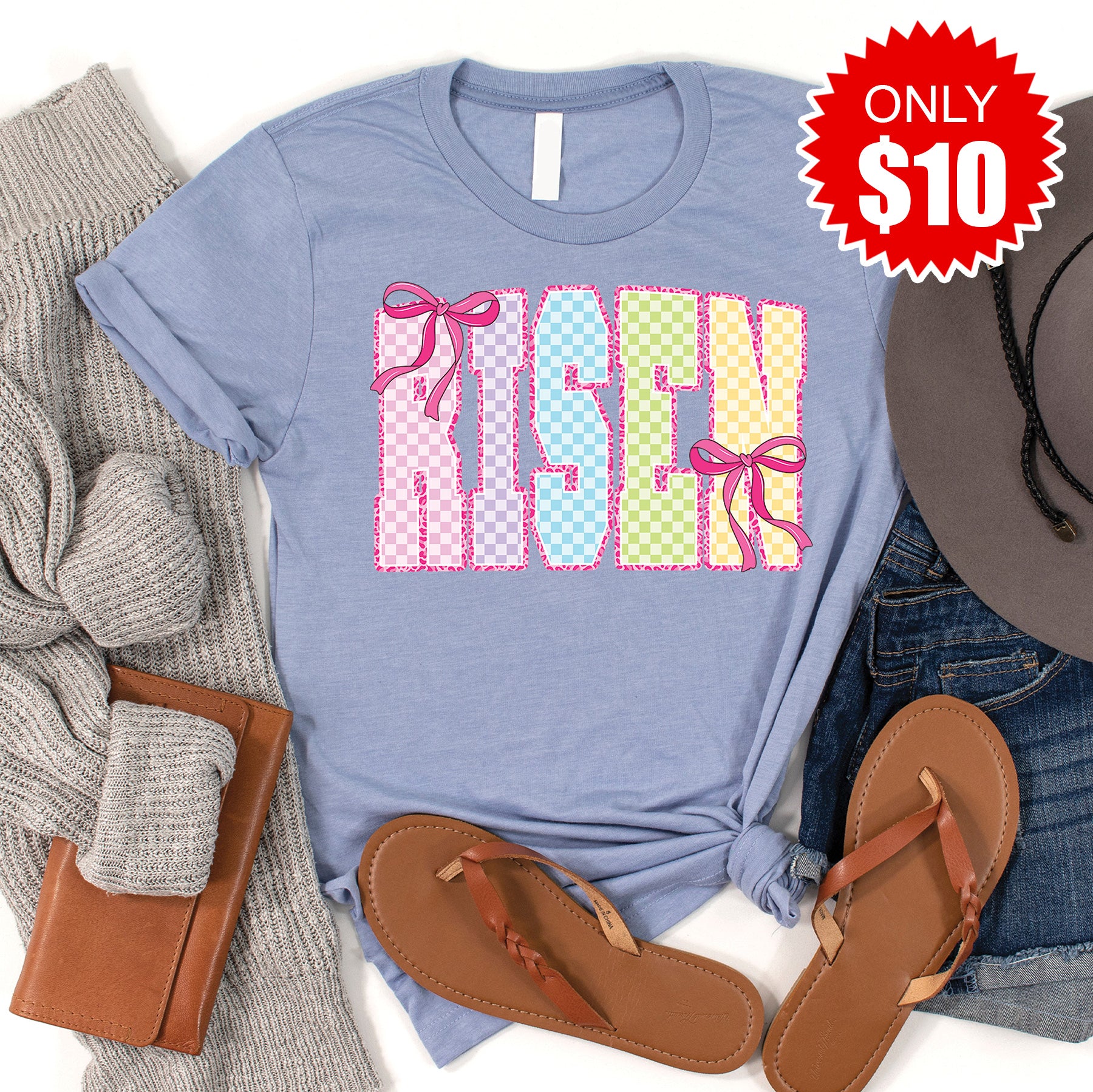 Risen Tee - Heather Blue - 10