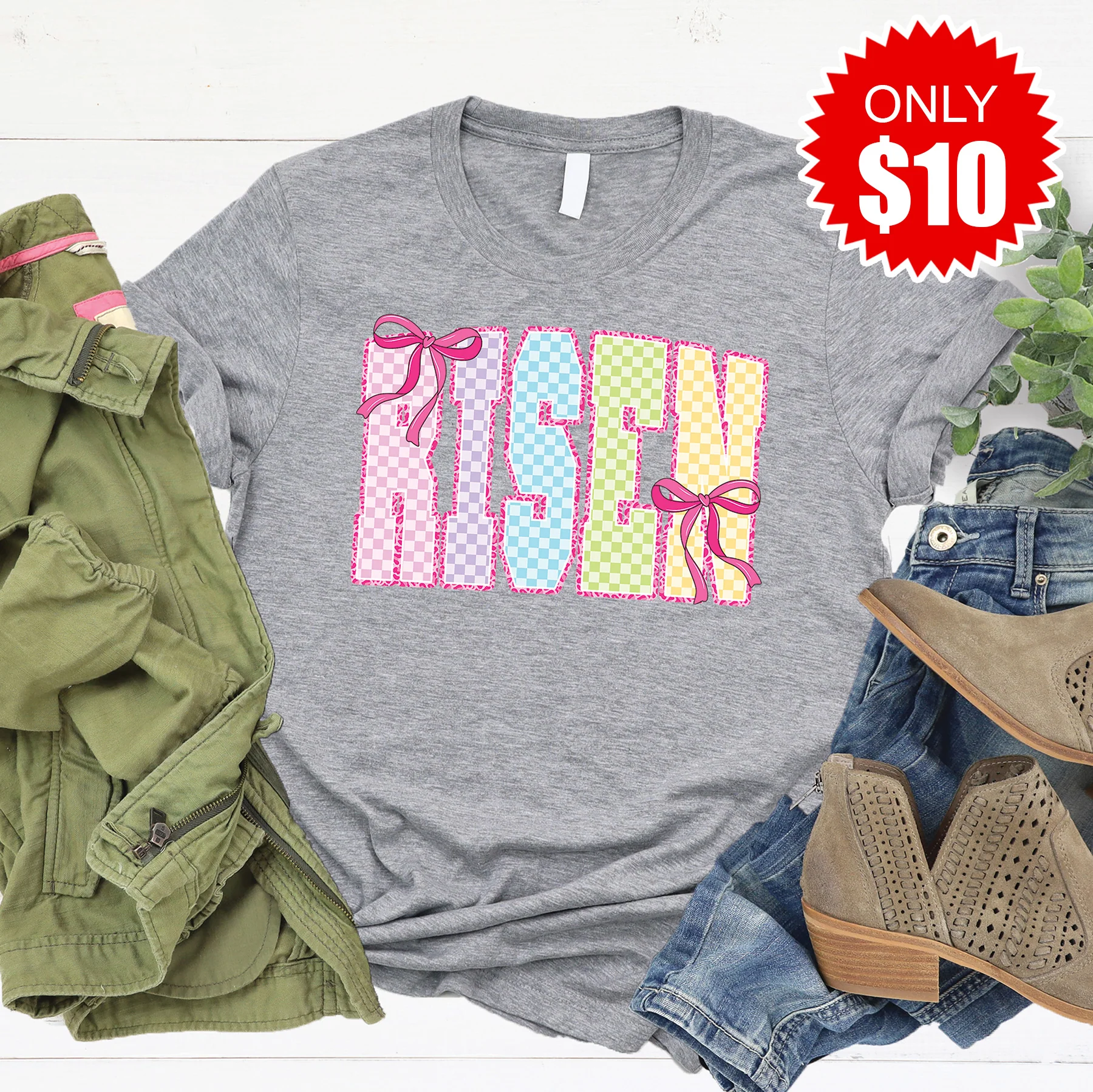 Risen Tee - Heather Grey - 10