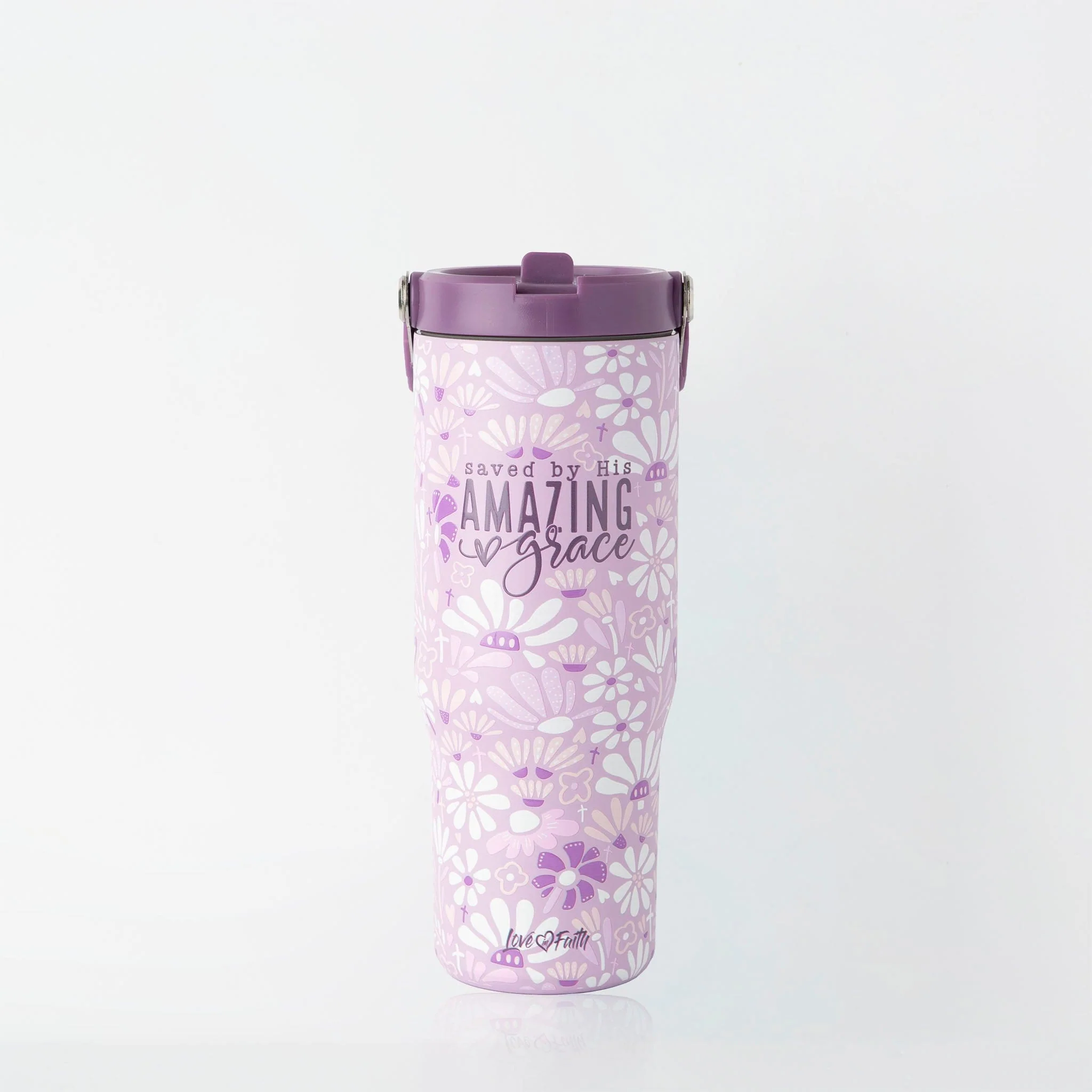 Saved by His Amazing Grace Stainless Steel 30oz Flip Top Tumbler - Image 2