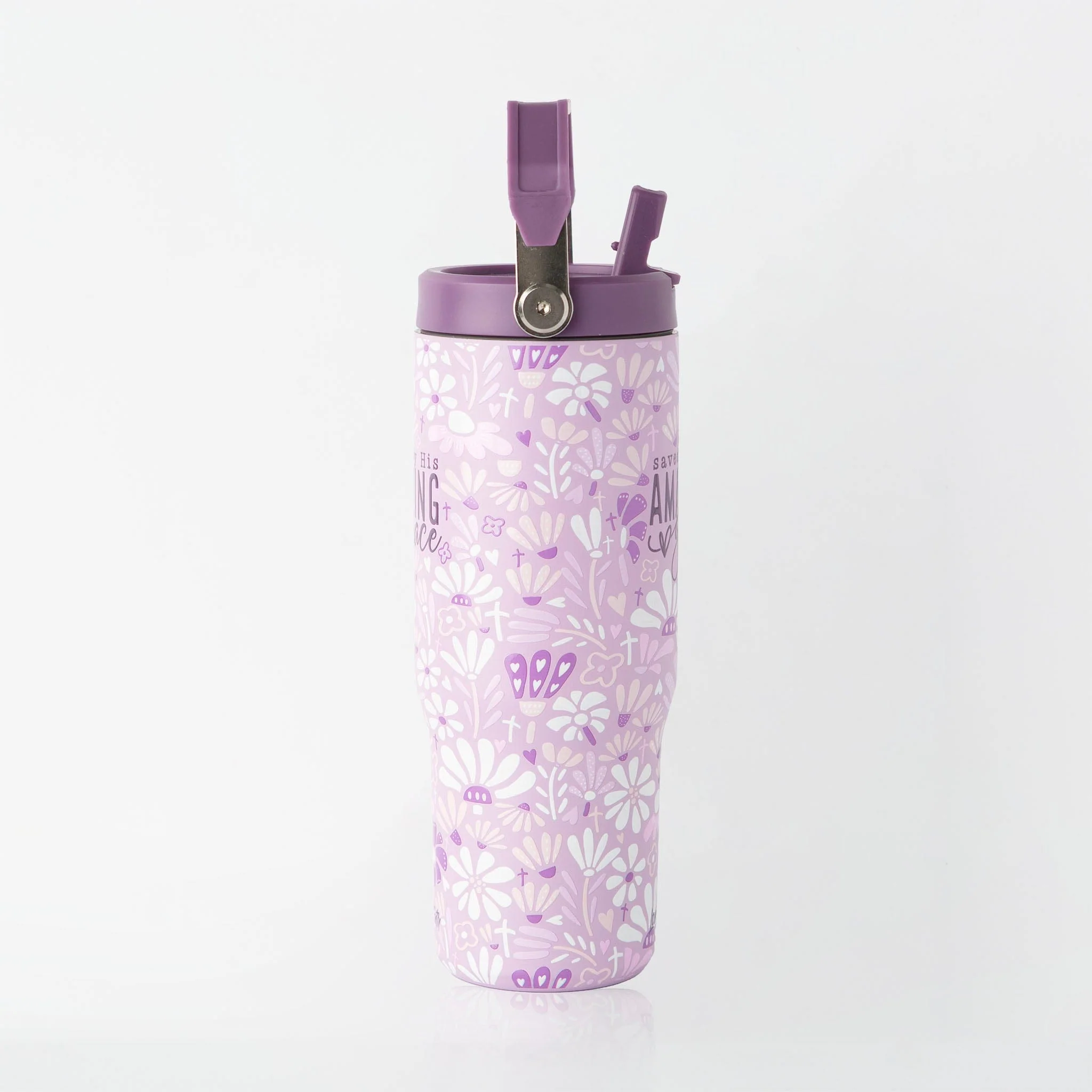 Saved by His Amazing Grace Stainless Steel 30oz Flip Top Tumbler - Image 3
