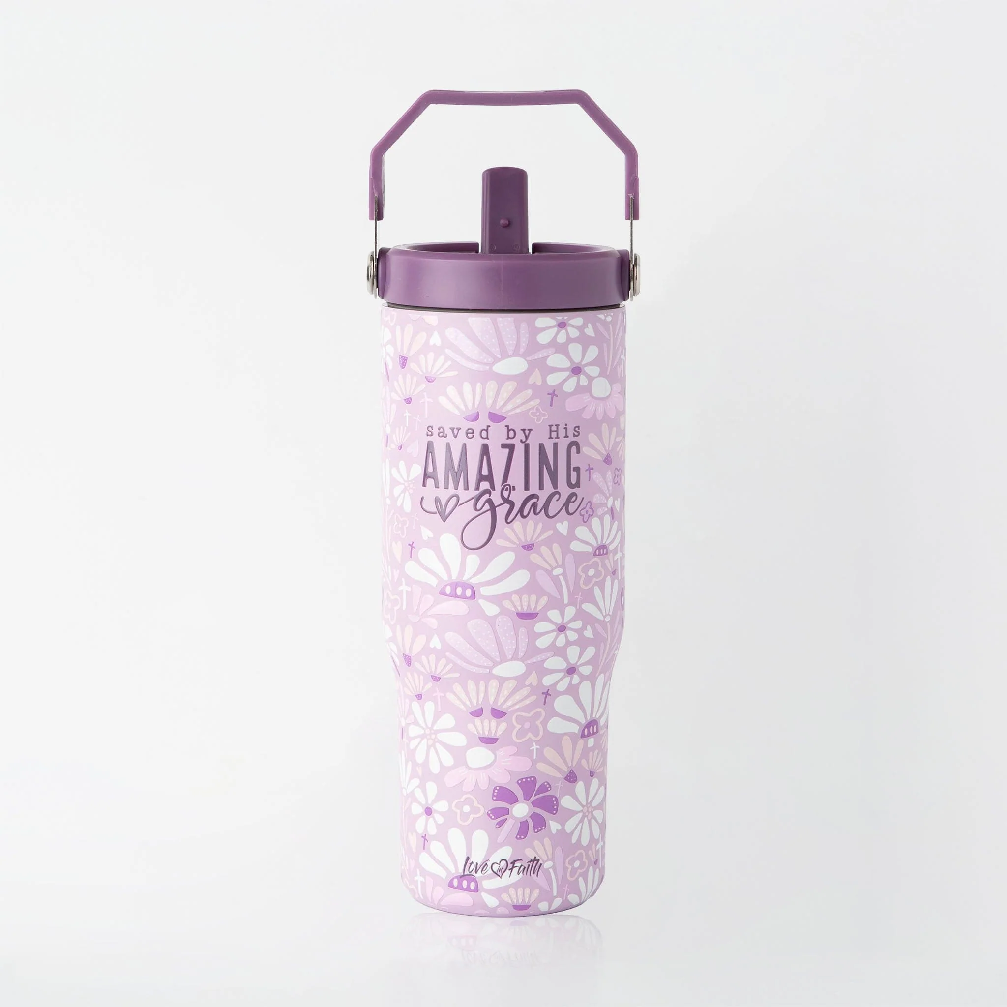 Saved by His Amazing Grace Stainless Steel 30oz Flip Top Tumbler - Image 4