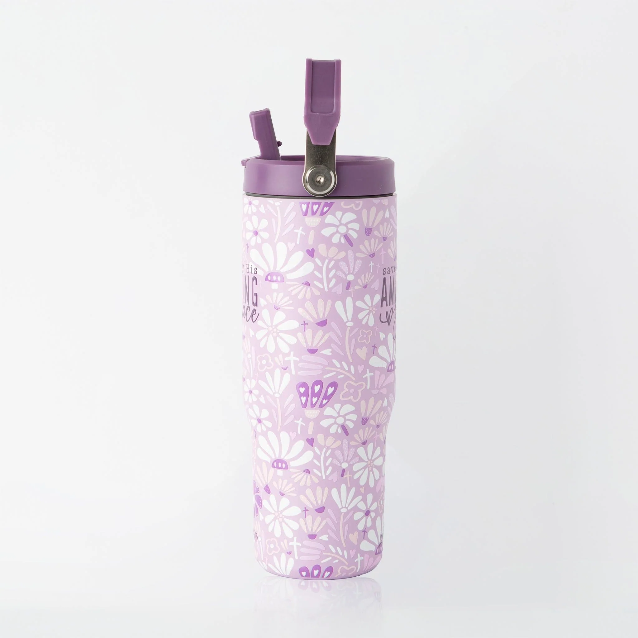 Saved by His Amazing Grace Stainless Steel 30oz Flip Top Tumbler - Image 5