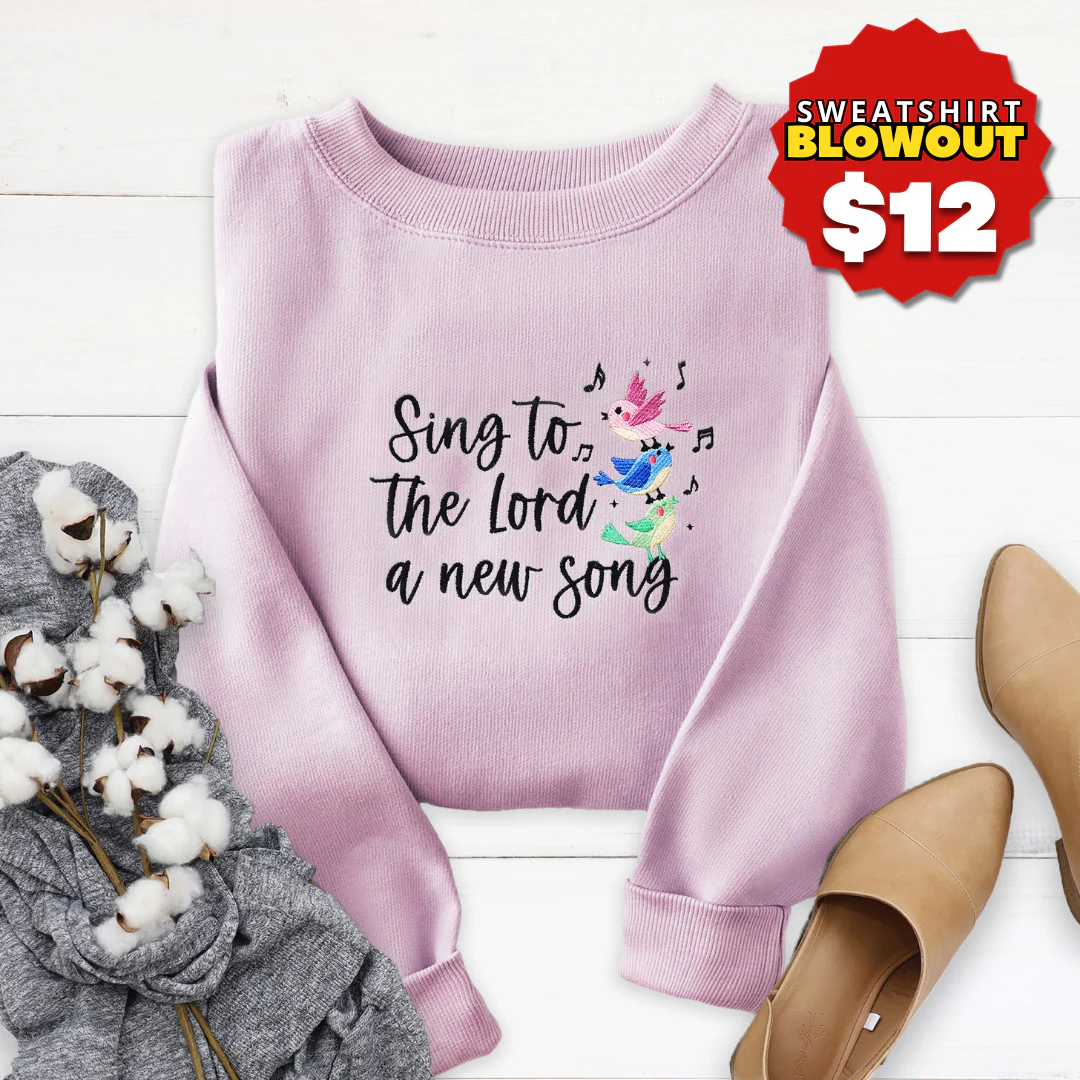 Sing a New Song Embroidered Crewneck Sweatshirt