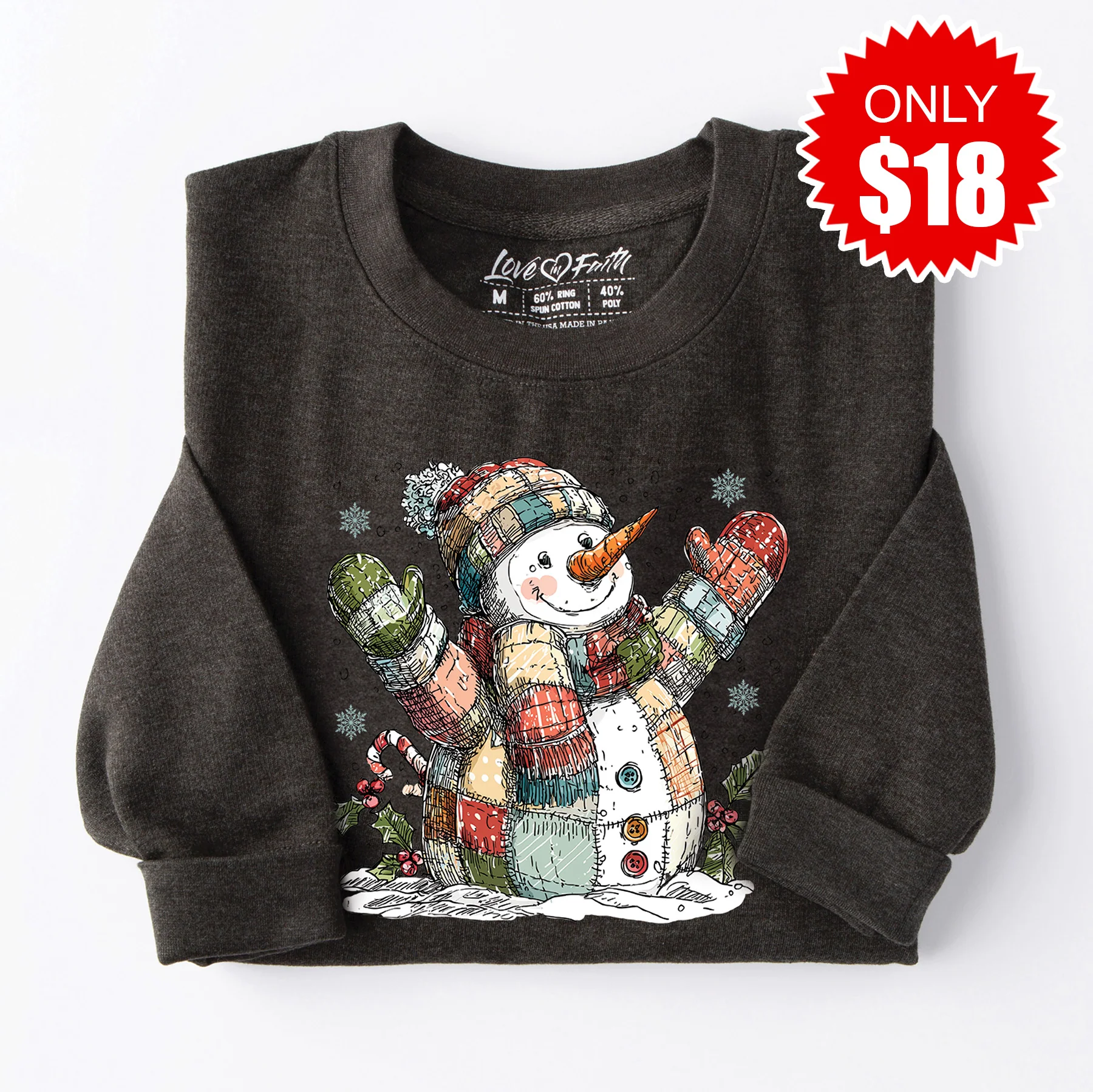 Snowman Sweatshirt - Heather Charcoal - 18