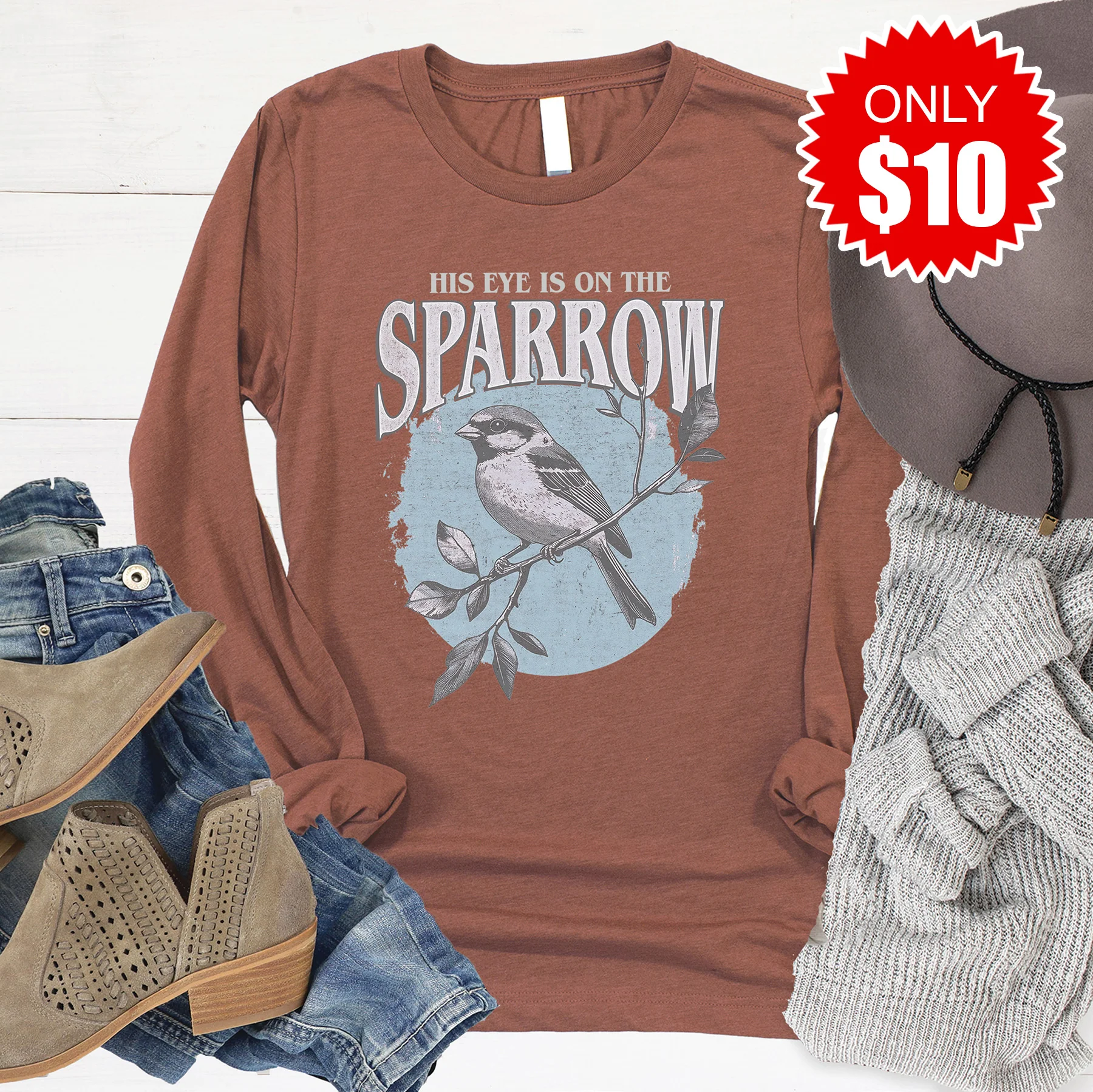 Sparrow Long Sleeve - Heather Chestnut - 10