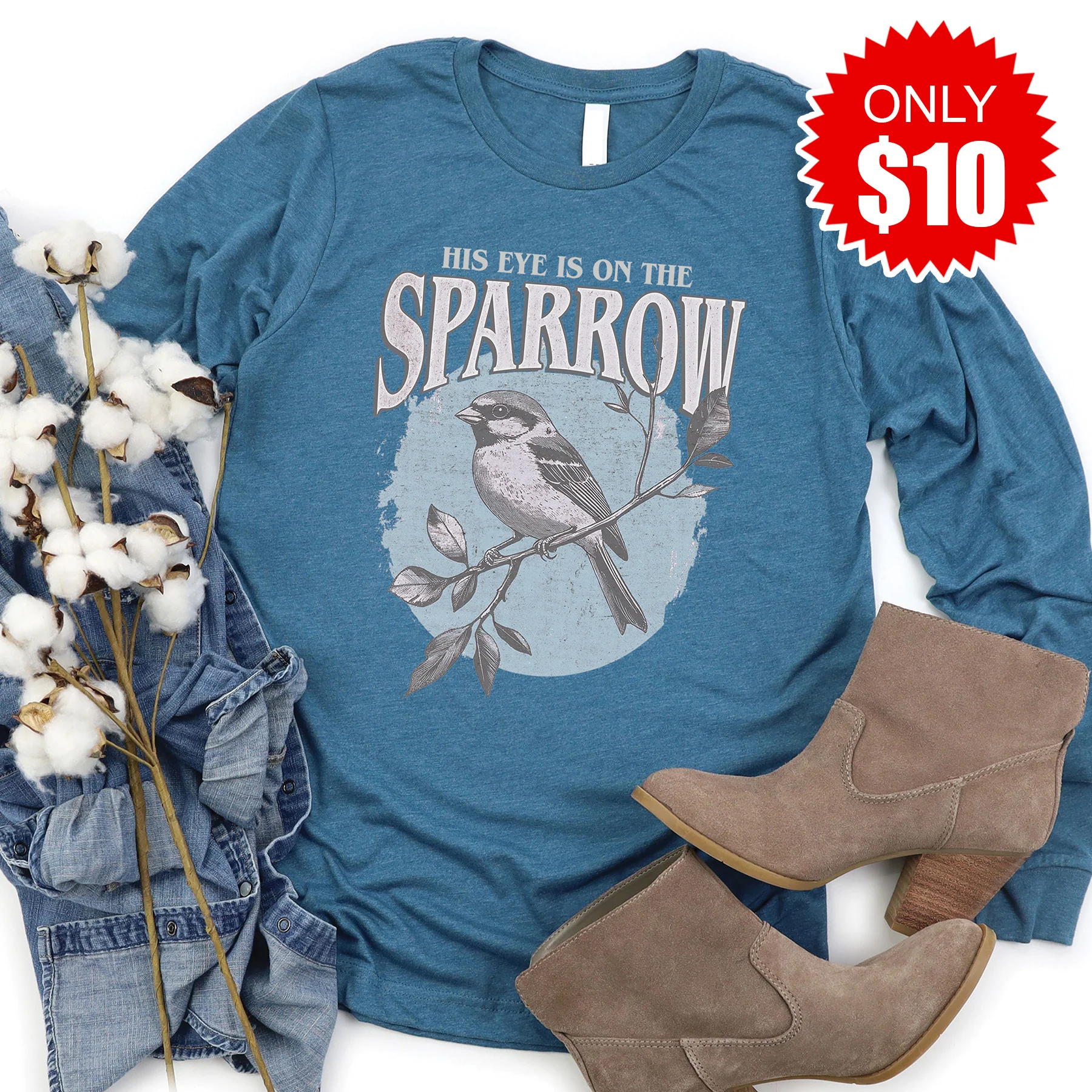 Sparrow Long Sleeve - Heather Deep Teal - 10