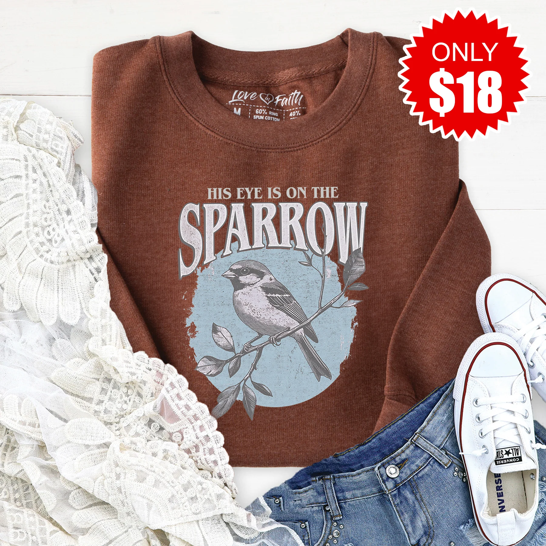 Sparrow Sweatshirt - Heather Brown - 18