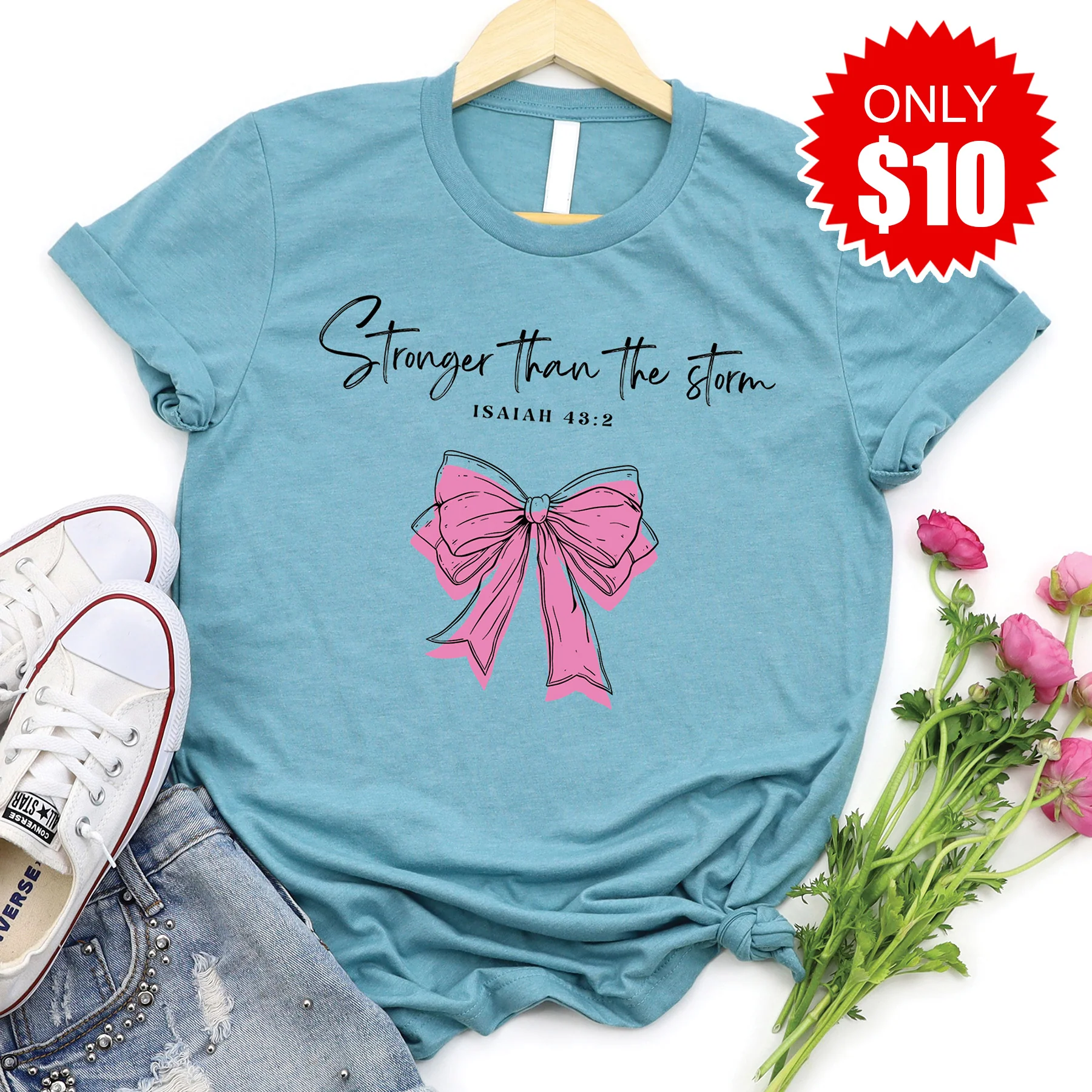 Stronger Than The Storm Tee - Heather Lagoon - 10