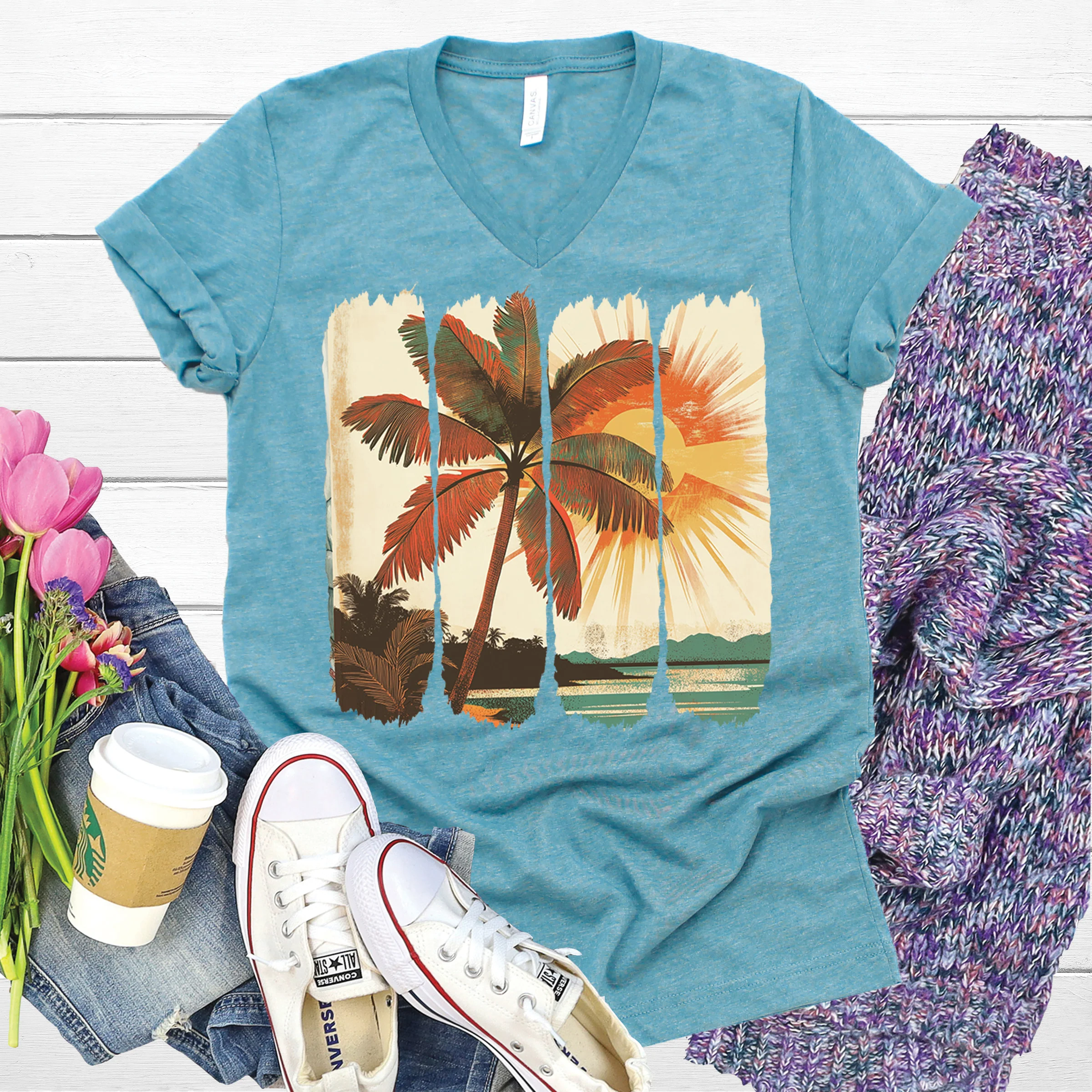 Sunset Brushstroke V-Neck - Image 2