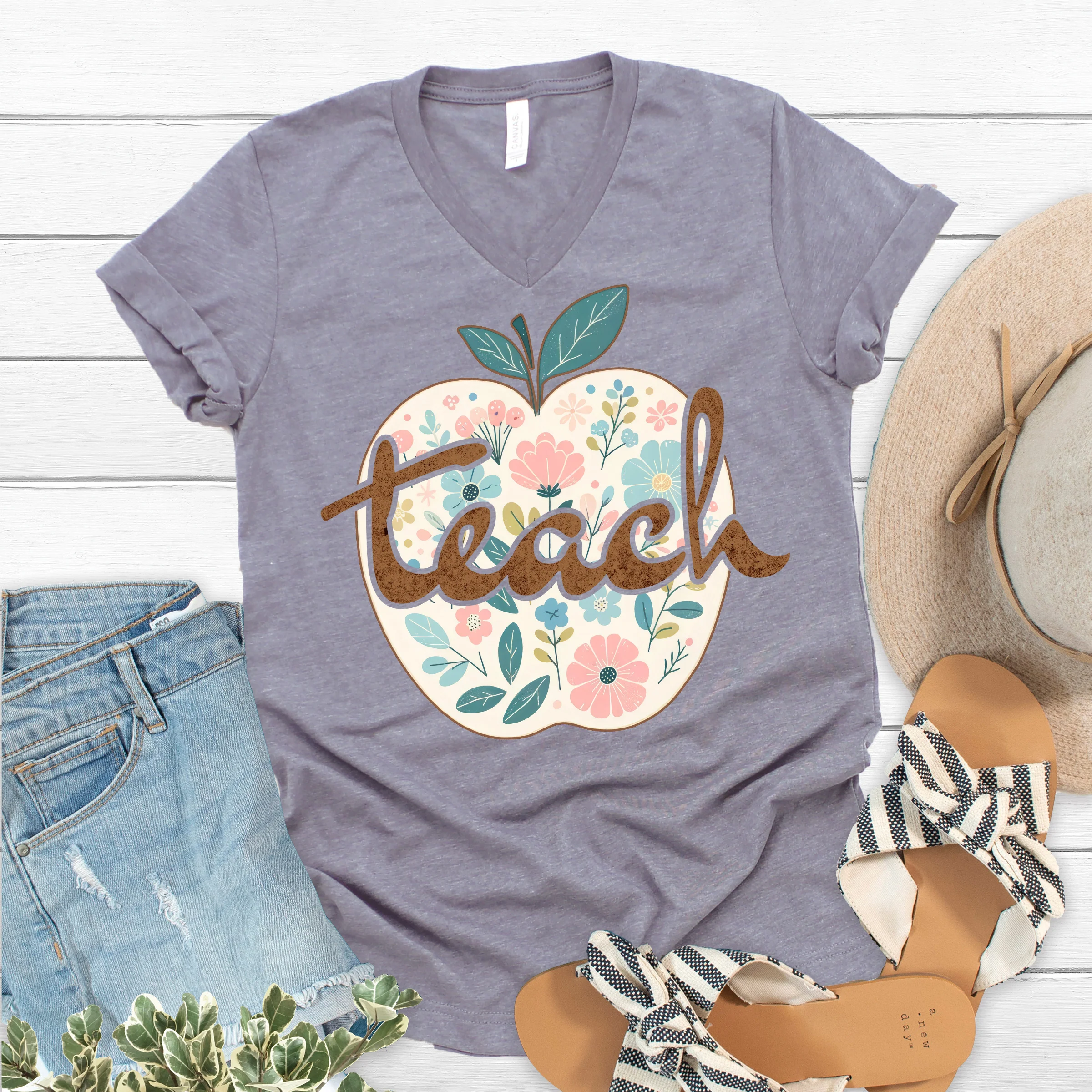 Teacher Apple V-Neck