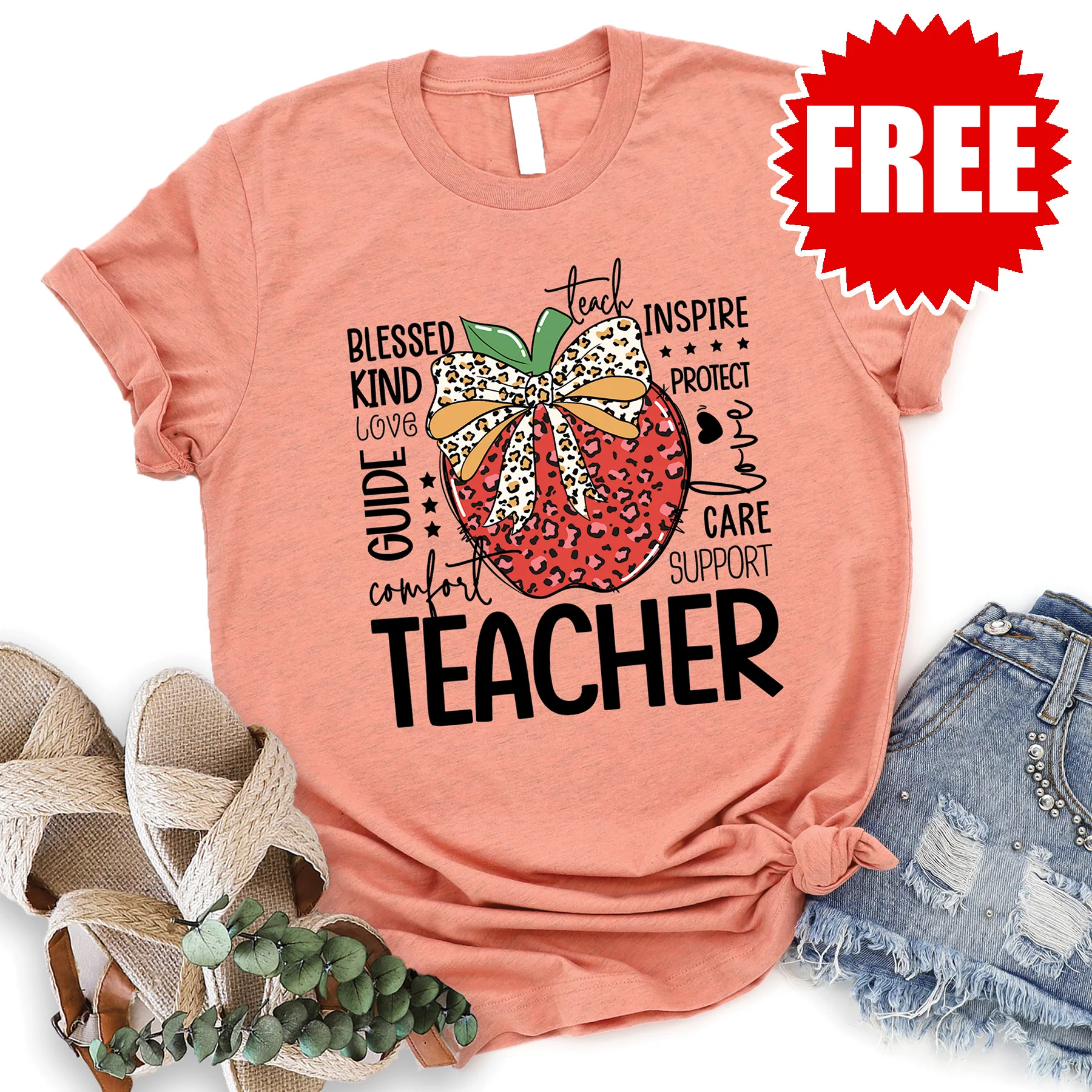 Teacher Tee - Heather Sunset - 0