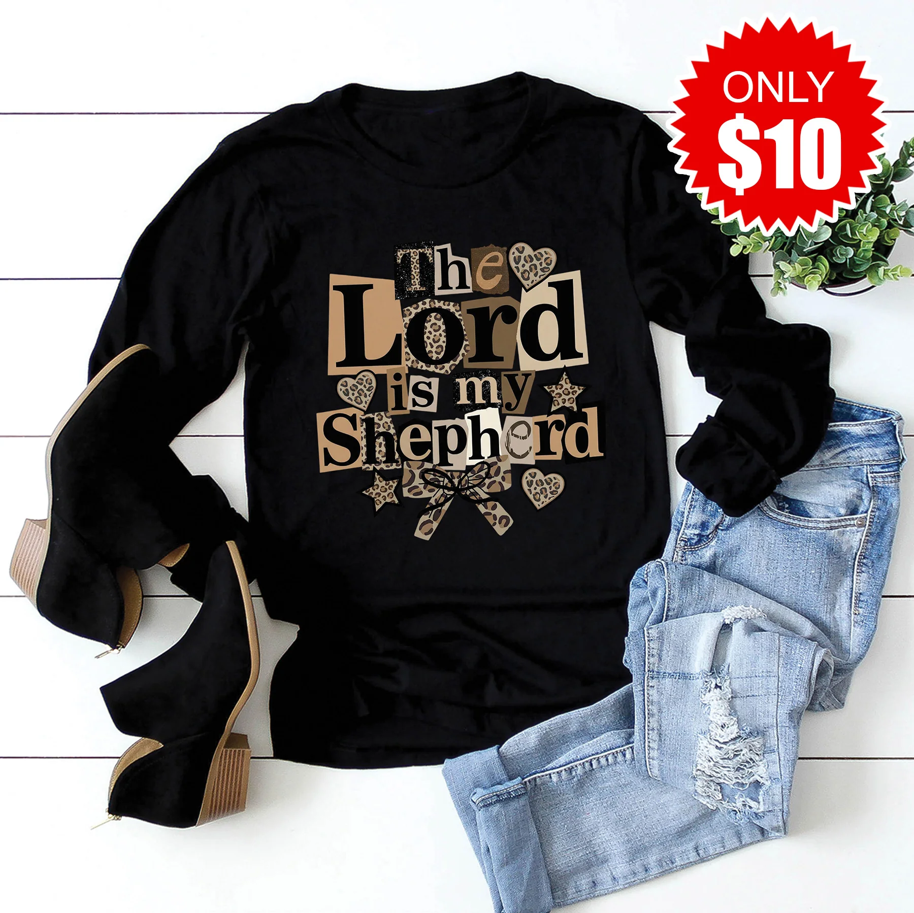 The Lord Is My Shepherd Long Sleeve - Black - 10