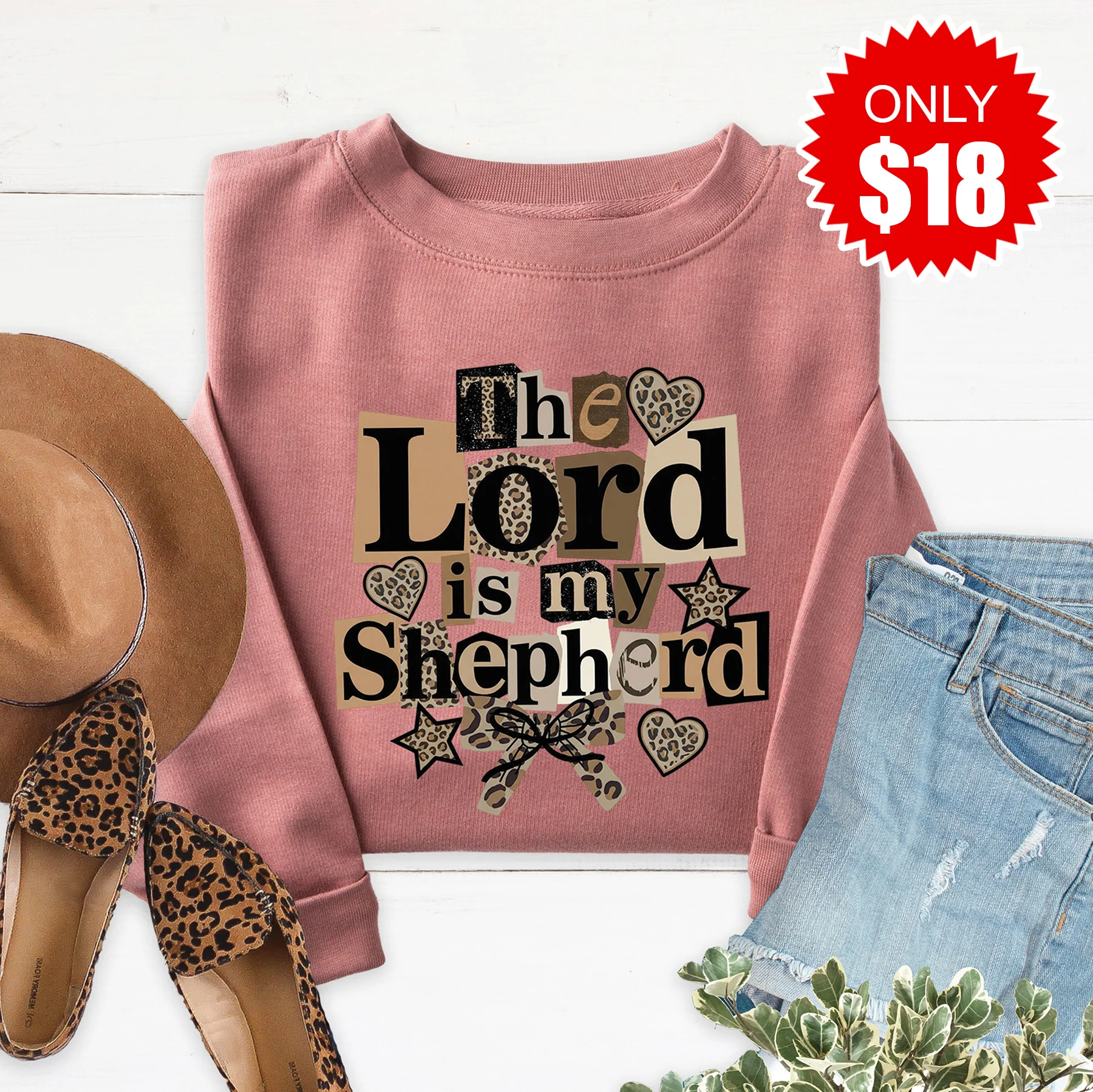The Lord Is My Shepherd Sweatshirt - Heather Mauve - 18