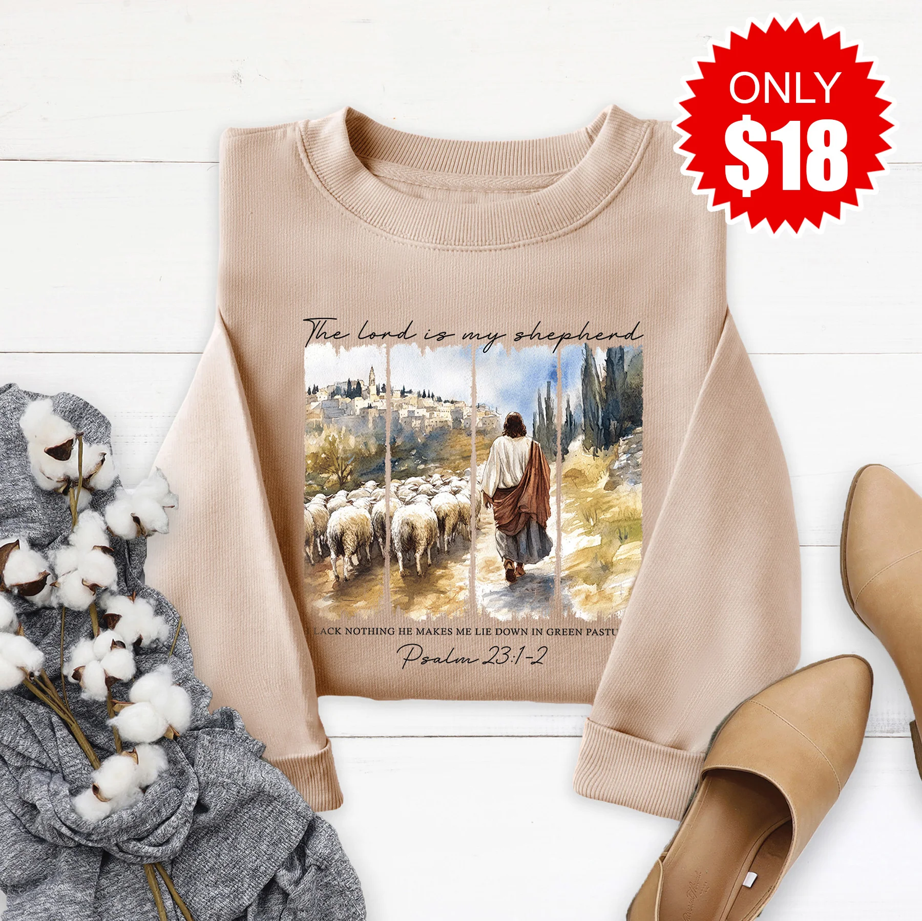 The Lord Is My Shepherd Sweatshirt - Sand - 18